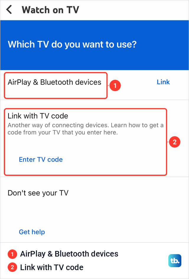 YouTube app Watch on TV page on iPhone with AirPlay and Bluetooth devices and Link with TV code.