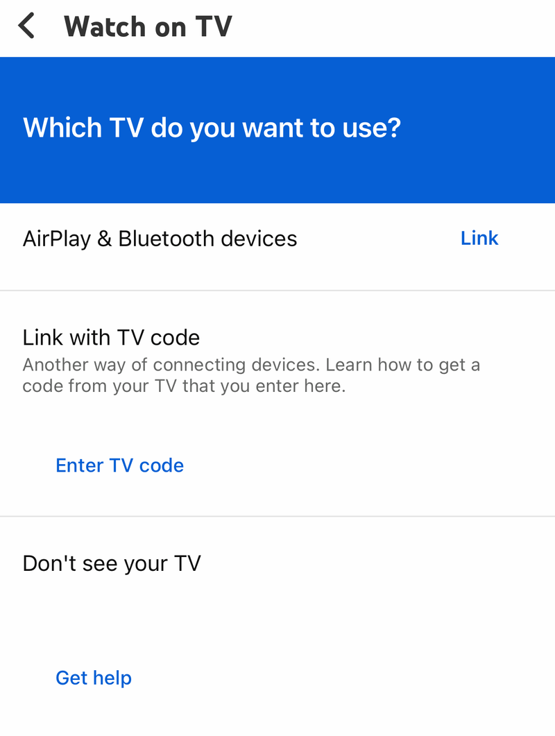 YouTube Watch on TV screen on iPhone with AirPlay and Bluetooth devices and Link with TV code