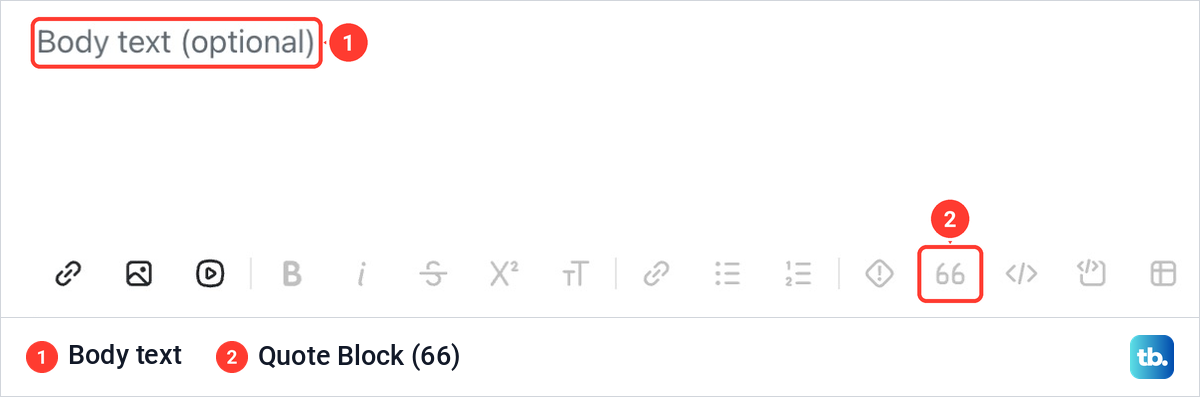 Reddit new post form with the Body text field and a formatting toolbar that includes the 66 button.