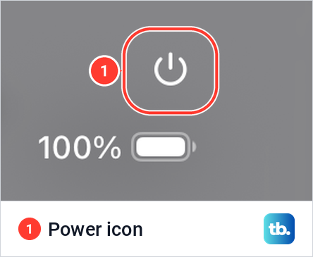 The power icon in iPad Control Center, marked with a numbered red box.