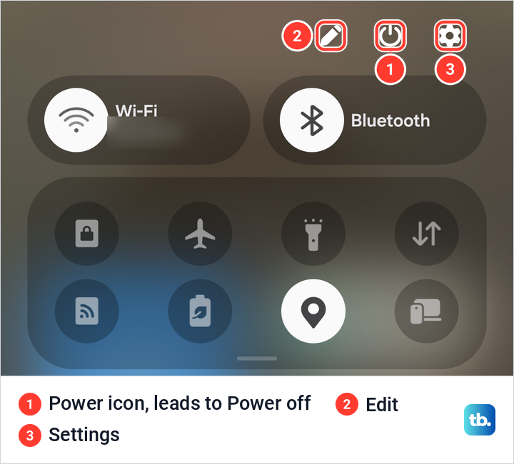 Samsung Galaxy Quick panel with the Edit, Power and Settings icons at the top right.