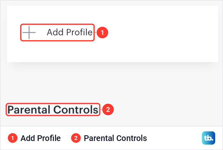 Lower part of the Hulu Profiles tab showing the Add Profile tile and the Parental Controls heading.