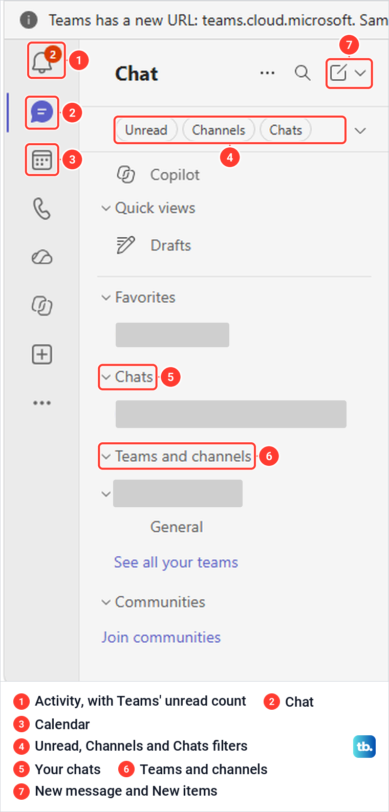 Microsoft Teams chat list showing filters, Chats and Teams and channels sections in one combined view.