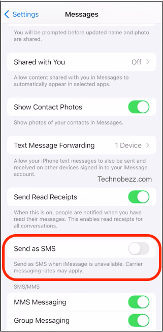 iOS iPhone Settings > Messages > Send as SMS.png