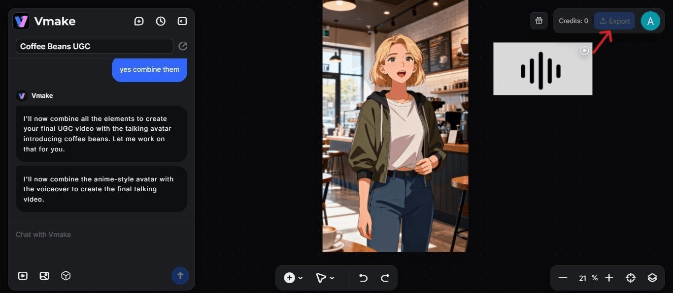 Clicking Export Button