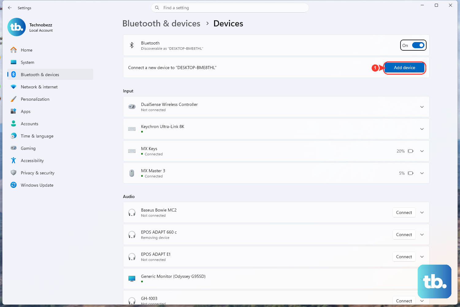 Open Settings > Bluetooth & devices, make sure Bluetooth is on, then click Add device > Bluetooth and select your device from the list.