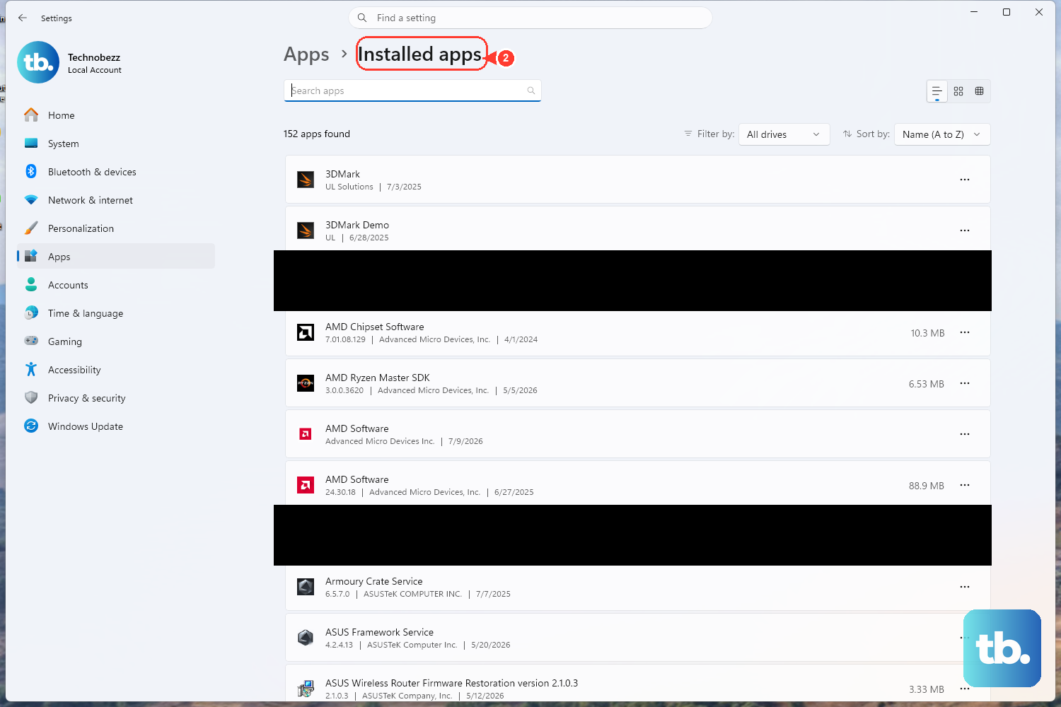 Open Settings > Apps > Installed apps, find the program in the list, click the three-dot menu next to it, and choose Uninstall (or Modify to repair).