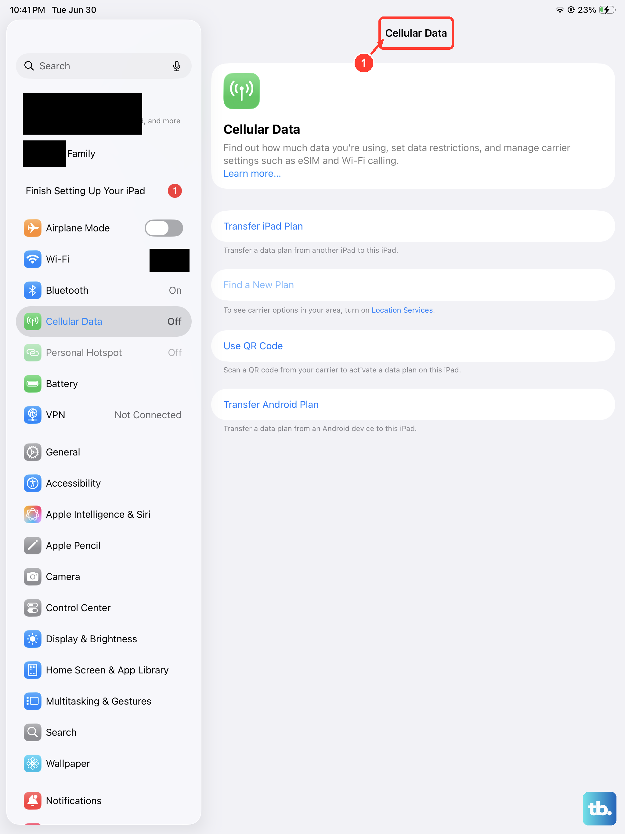 Open Settings > Cellular and confirm Cellular Data is turned on for your line.