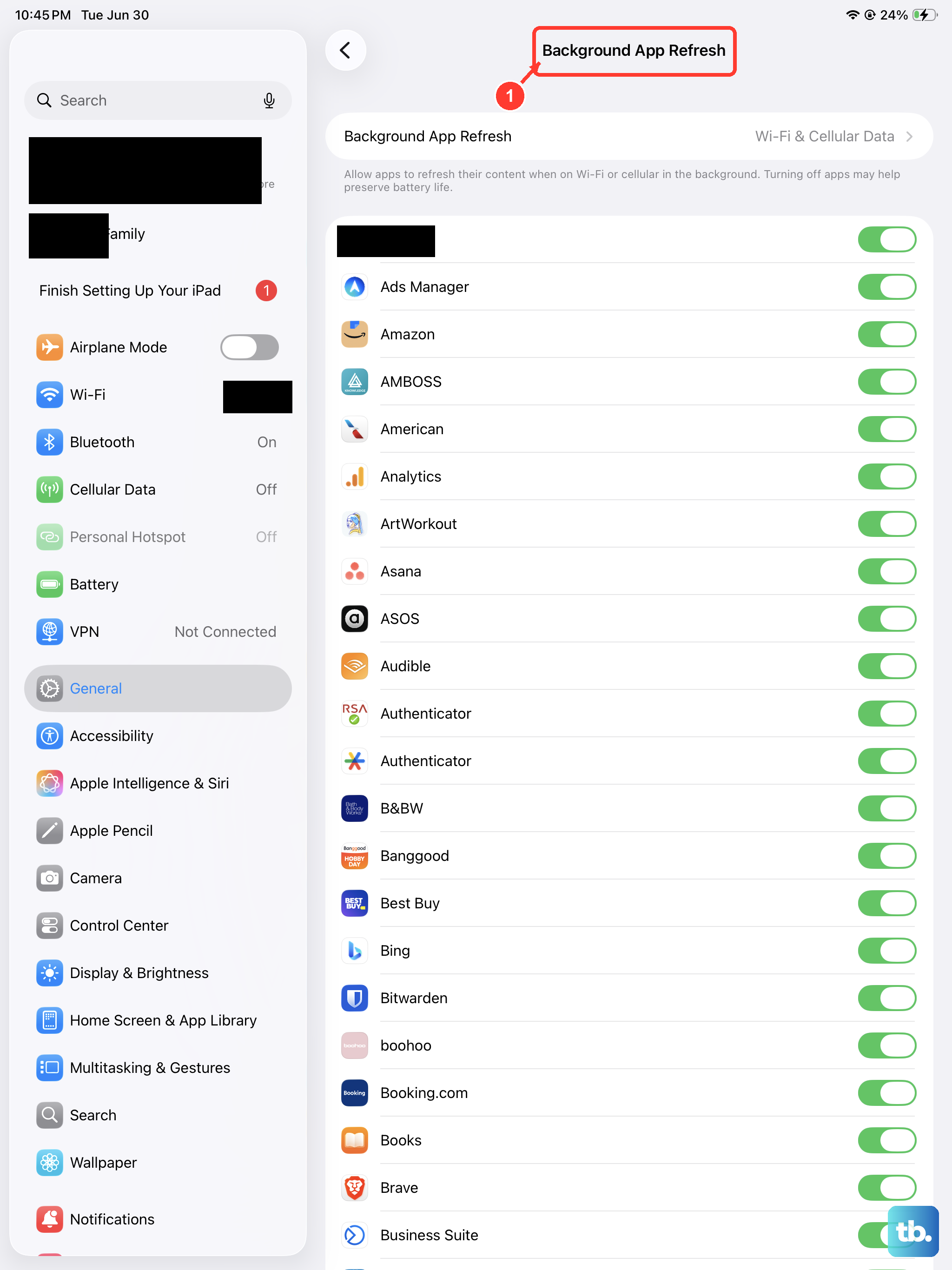 Open Settings > General > Background App Refresh and enable it so apps can update content in the background.