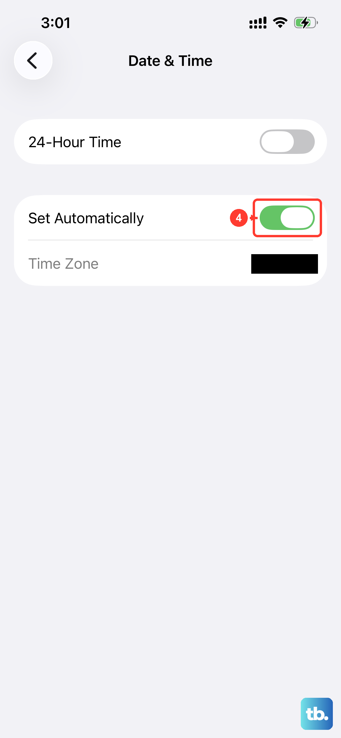 Open Settings > General > Date & Time and turn on Set Automatically so the clock matches your network.