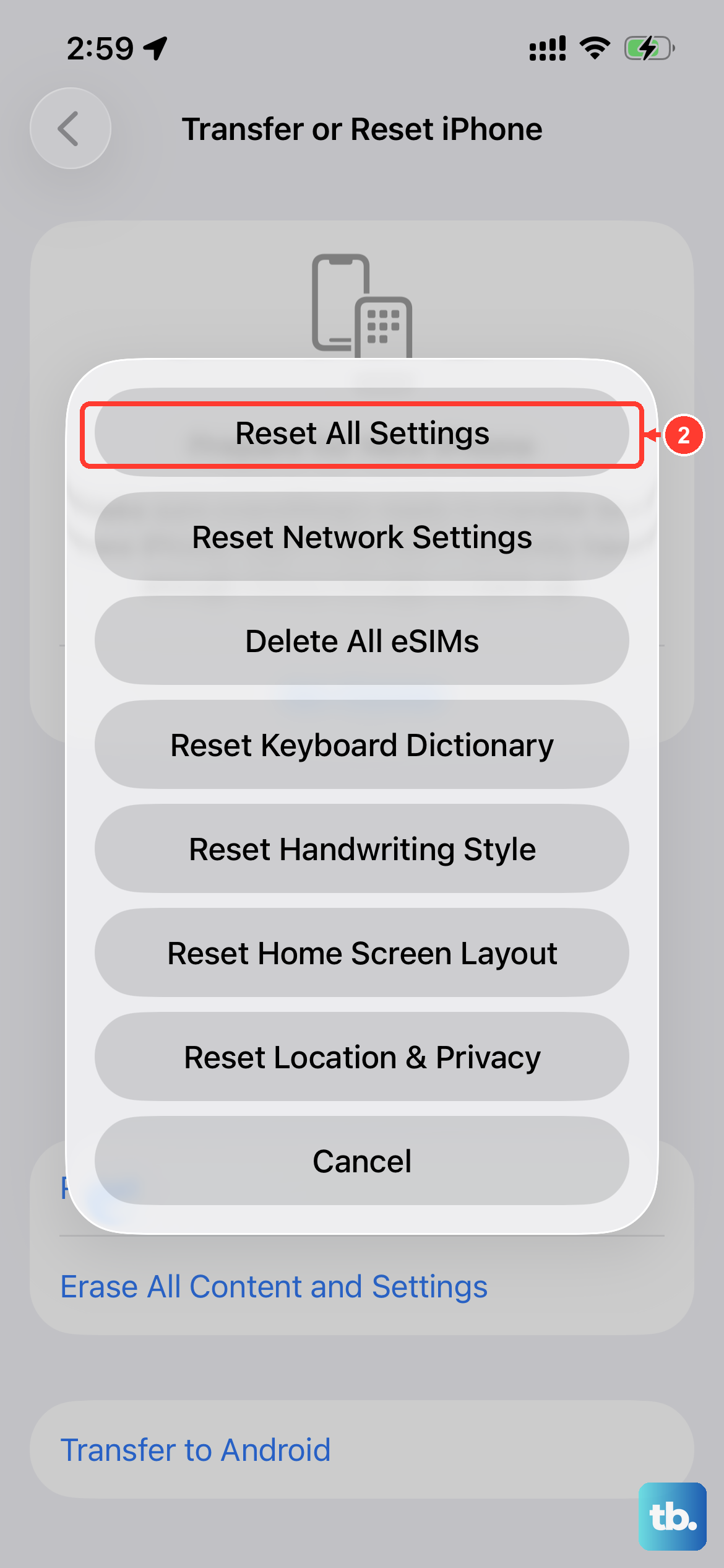 Go to Settings > General > Transfer or Reset iPhone, tap Reset, then choose Reset All Settings to revert every preference without deleting your photos, apps, or media.