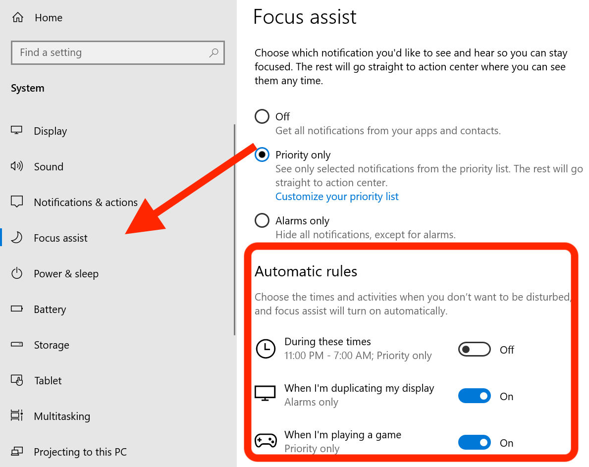 How To Configure Do Not Disturb Mode In Windows 10