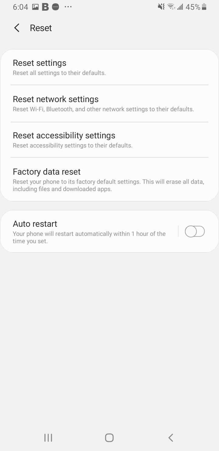 Resetting Network settings on Samsung