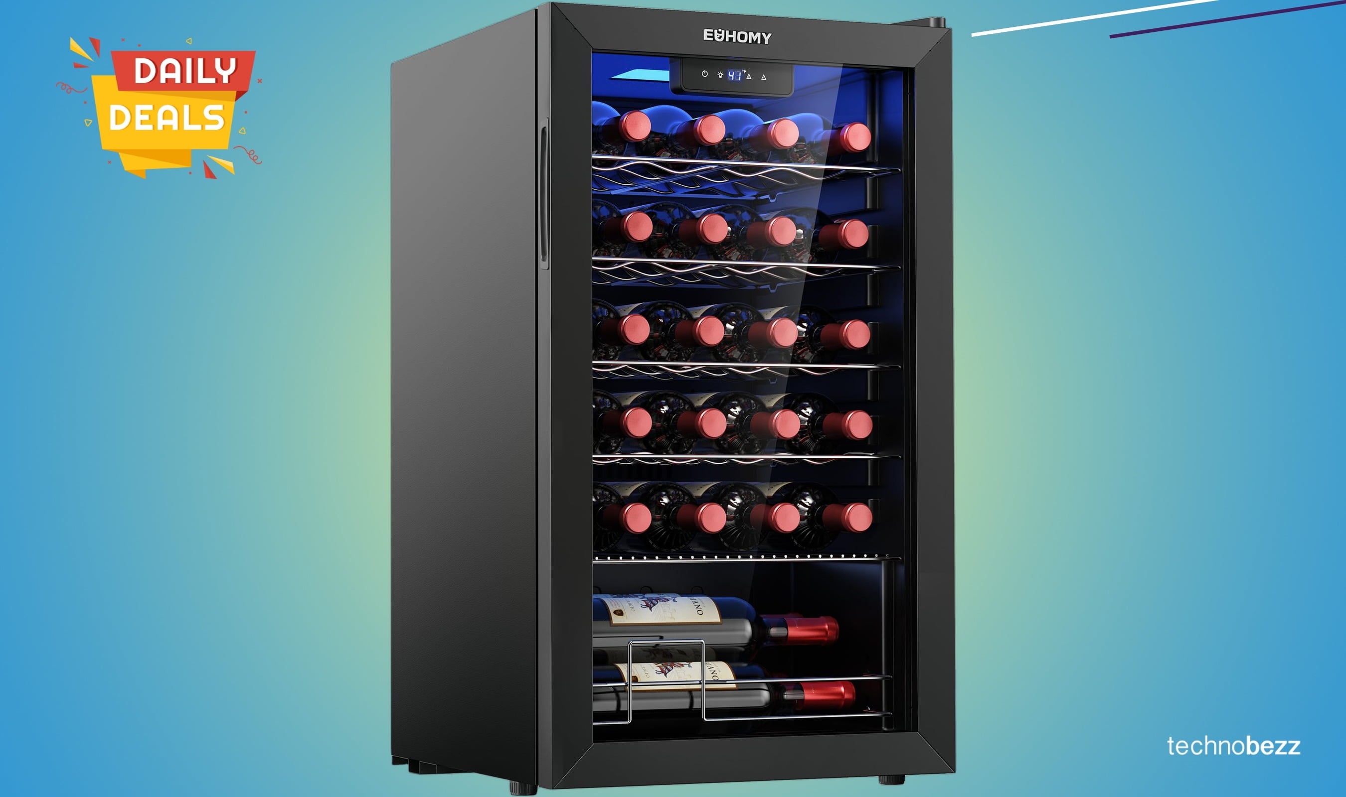 EUHOMY 25 bottle wine cooler refrigerator drops to $219.99