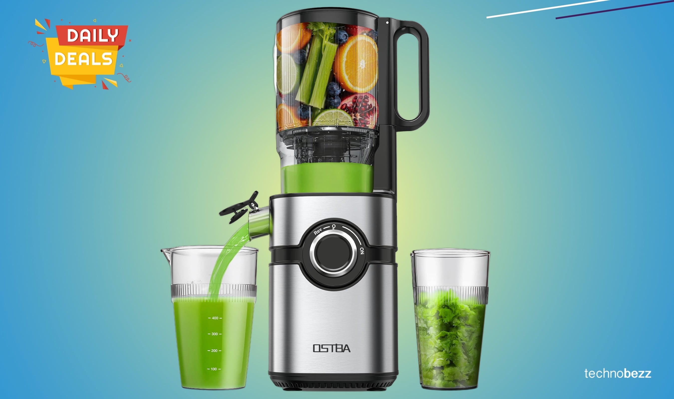 OSTBA Cold Press Juicer with 5-inch feed chute drops to $59.99