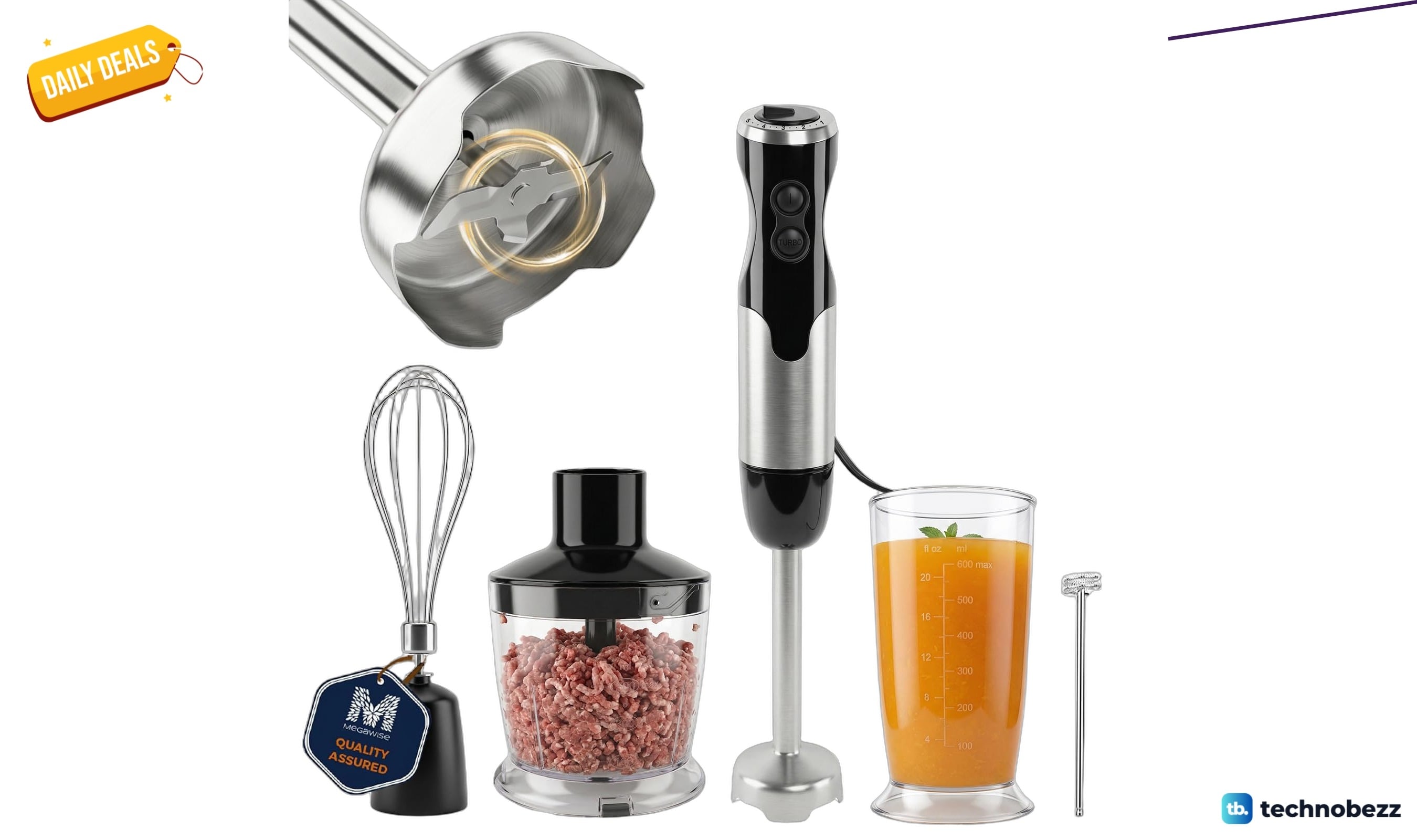 MEGAWISE HB-2062B 5-in-1 Hand Immersion Blender Set drops to $69.25