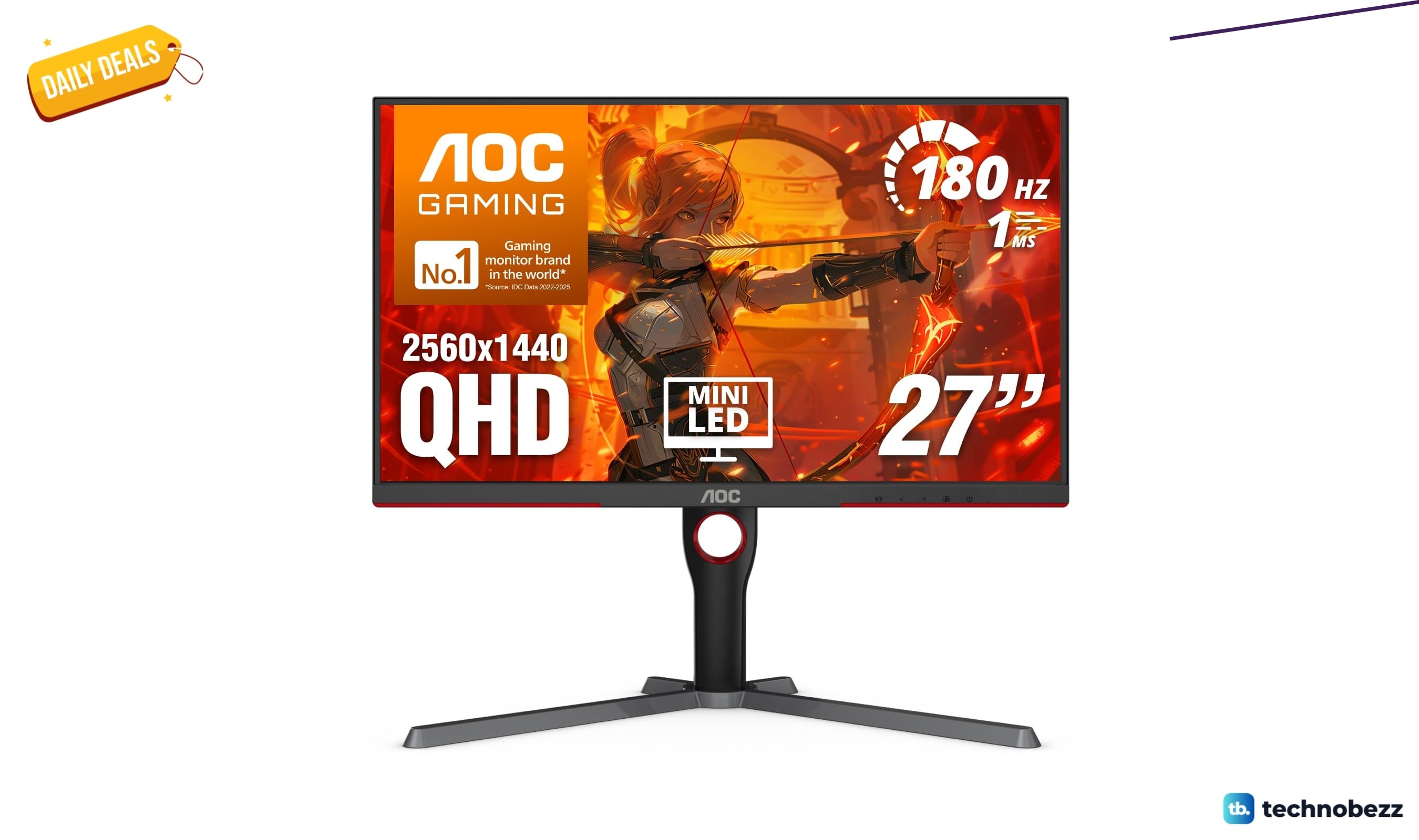 AOC 27 Gaming Monitor QHD 180Hz Mini-LED hits new low at $229.99