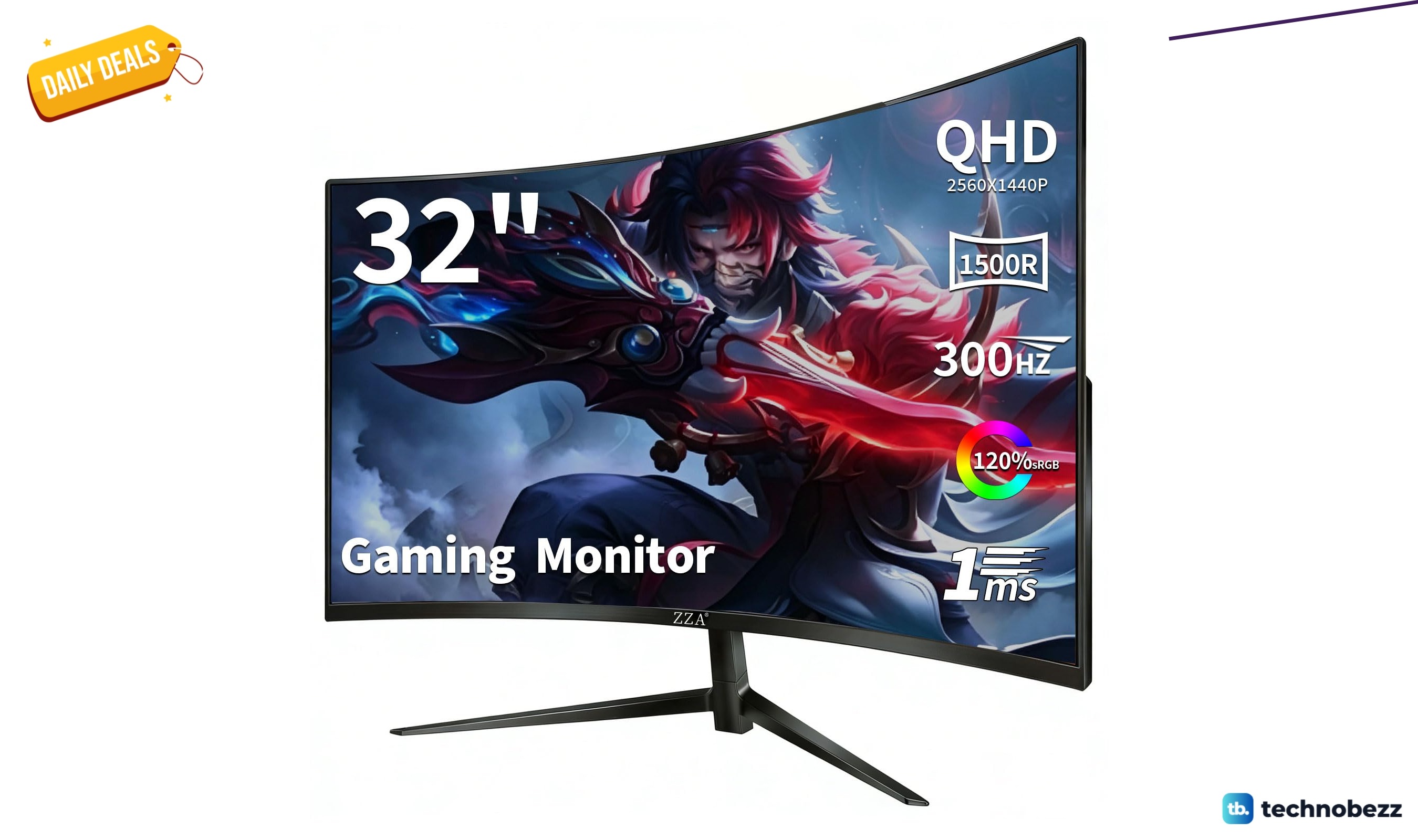 ZZA Curved Gaming Monitor price drops to $234.89