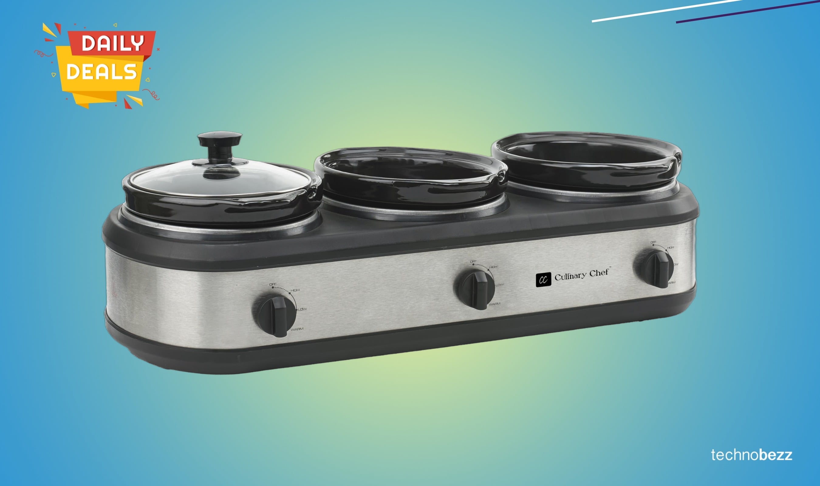 CULINARY CHEF Triple Slow Cooker Buffet Server falls to $65.65