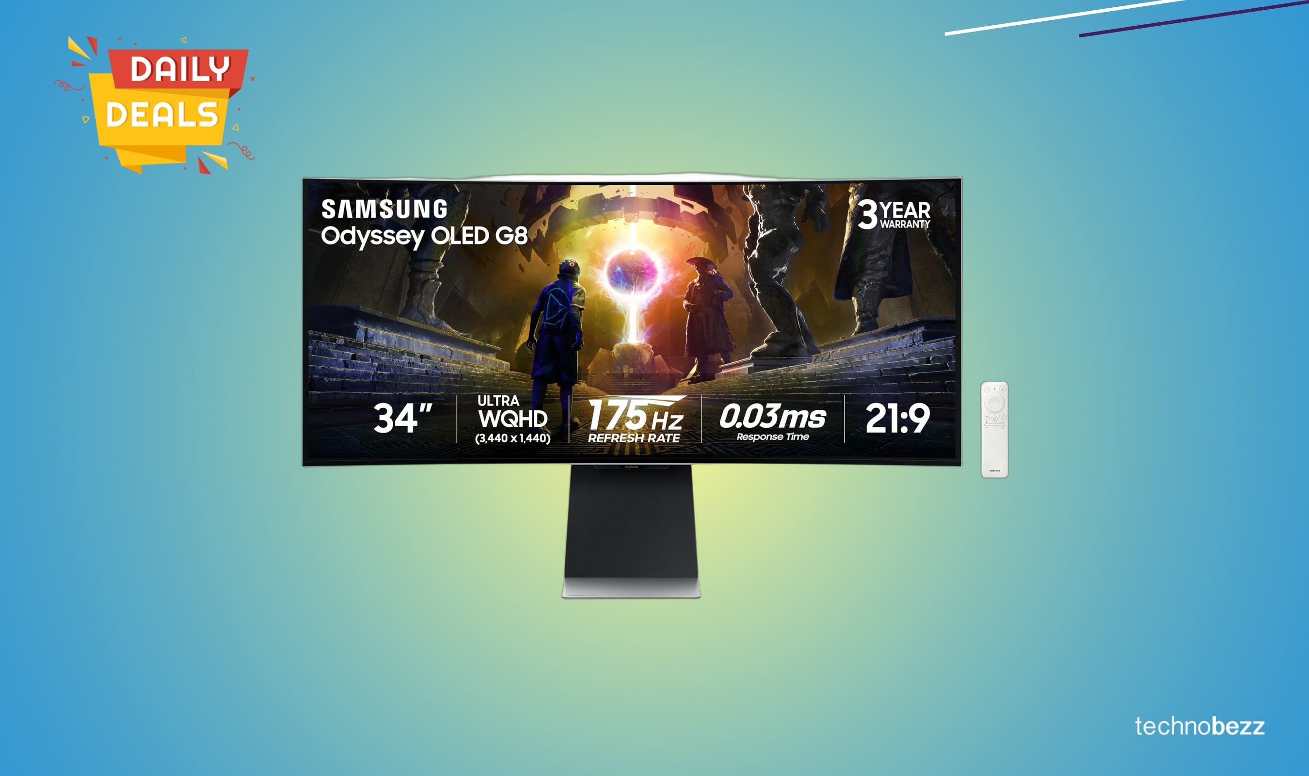 Samsung 34-inch Odyssey OLED G8 gaming monitor drops to $950