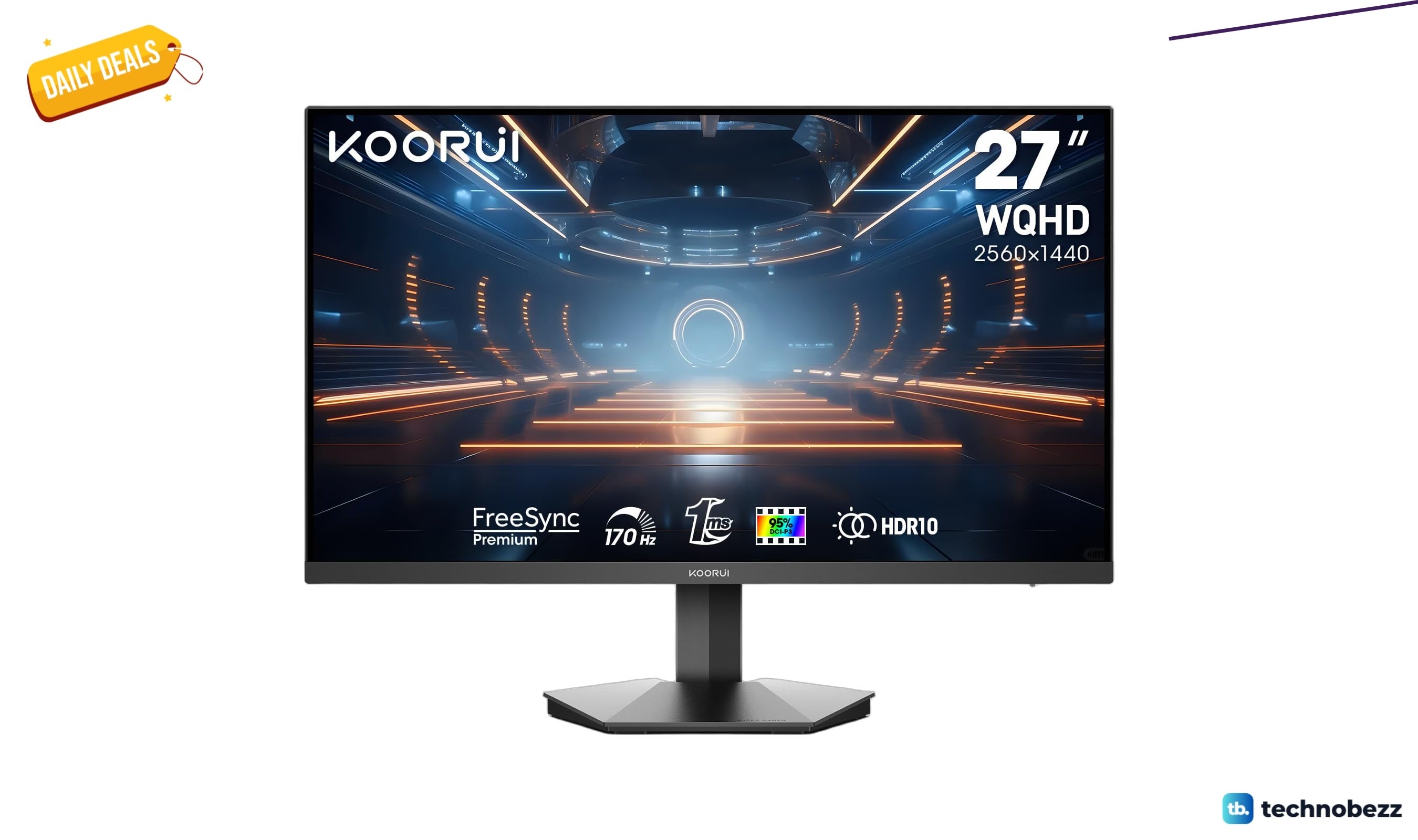 KOORUI Monitor, 27" QHD IPS Gaming Monitor discounted to $220.99