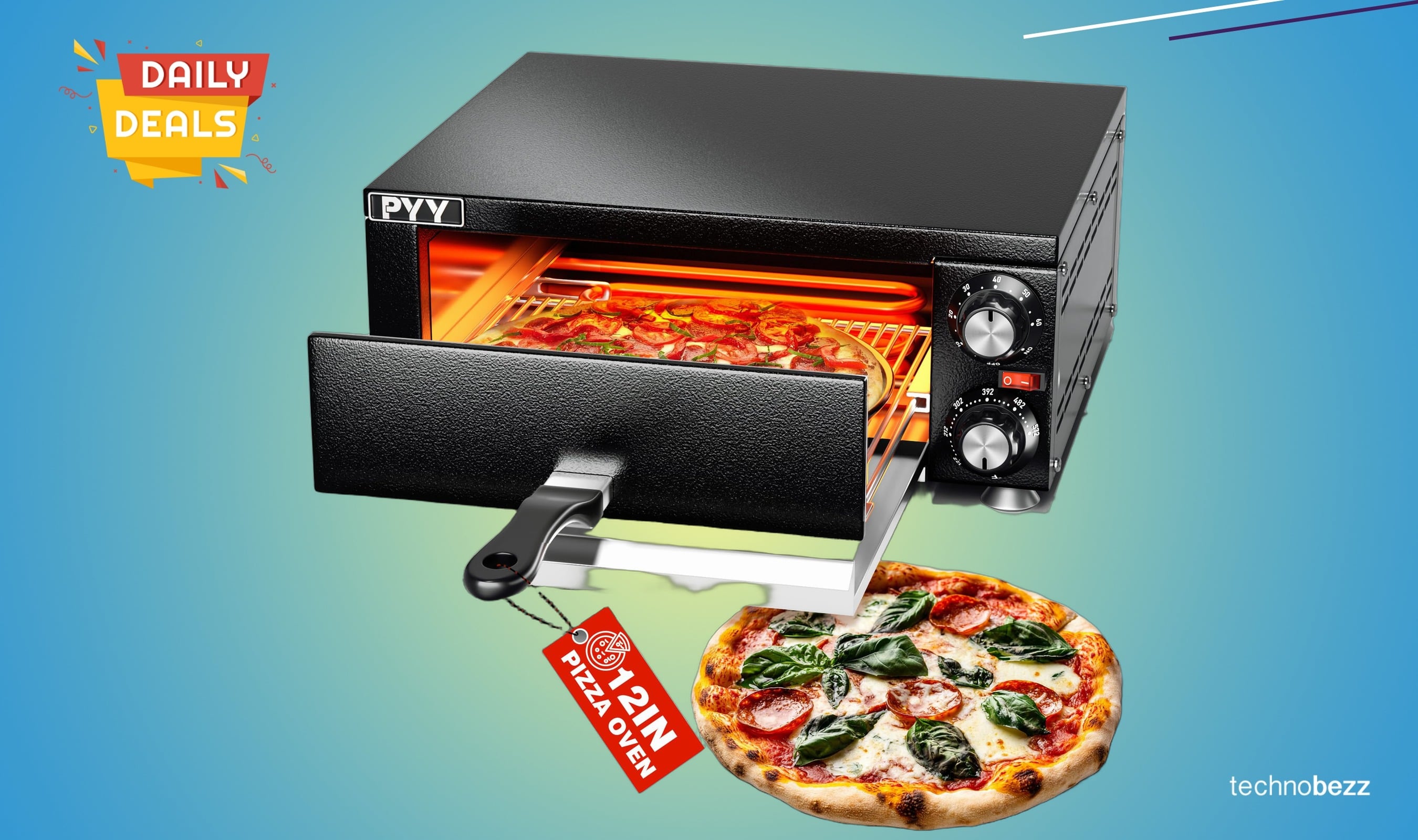 PYY Electric Pizza Oven 12 Indoor Countertop drops to $86.64