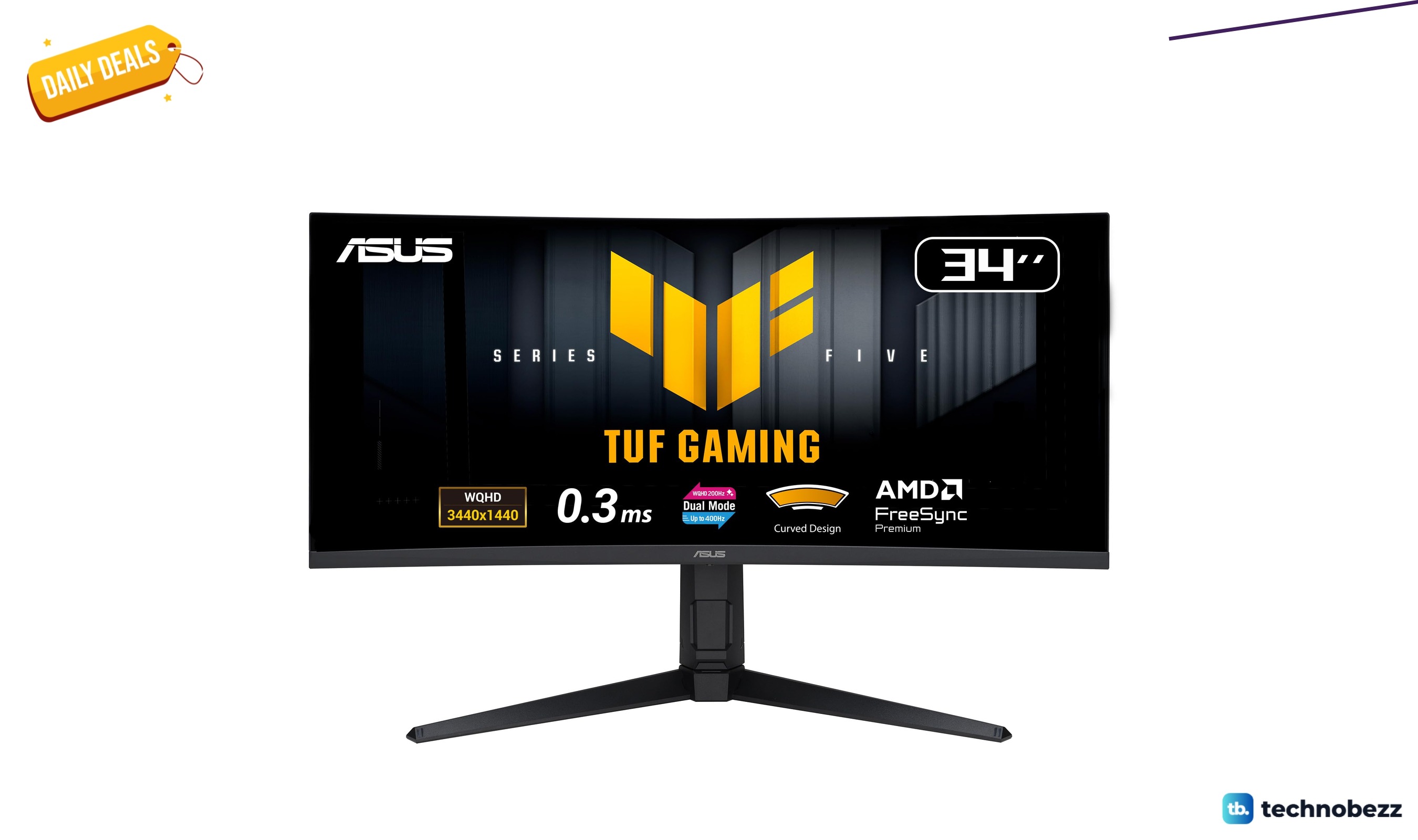 ASUS TUF Gaming VG34WQL5A 1440p Ultrawide HDR on sale for $299 during Prime Big Deal Days