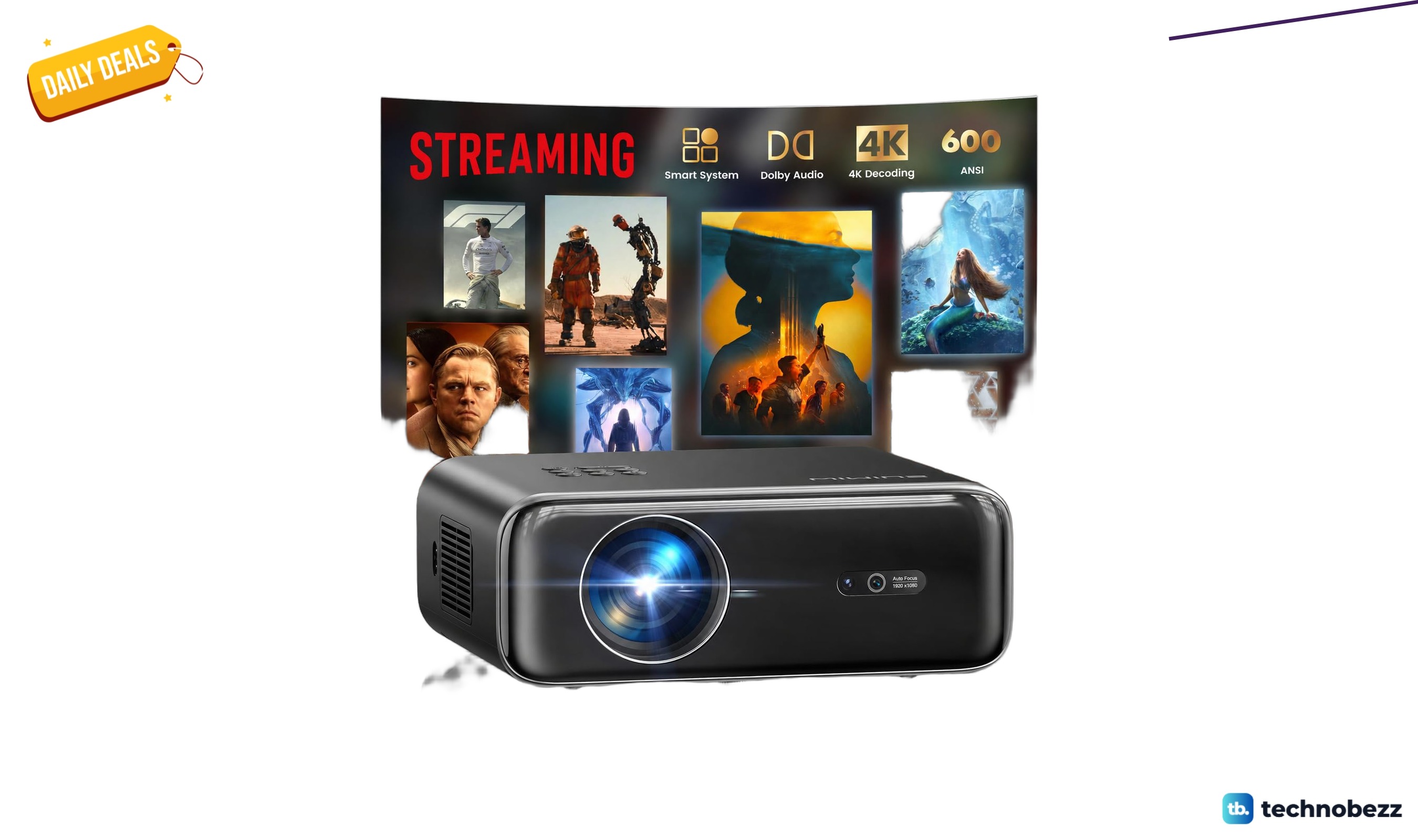WiMiUS [Built-in Apps/4K Support] Smart Outdoor Projector discounted to $196.93