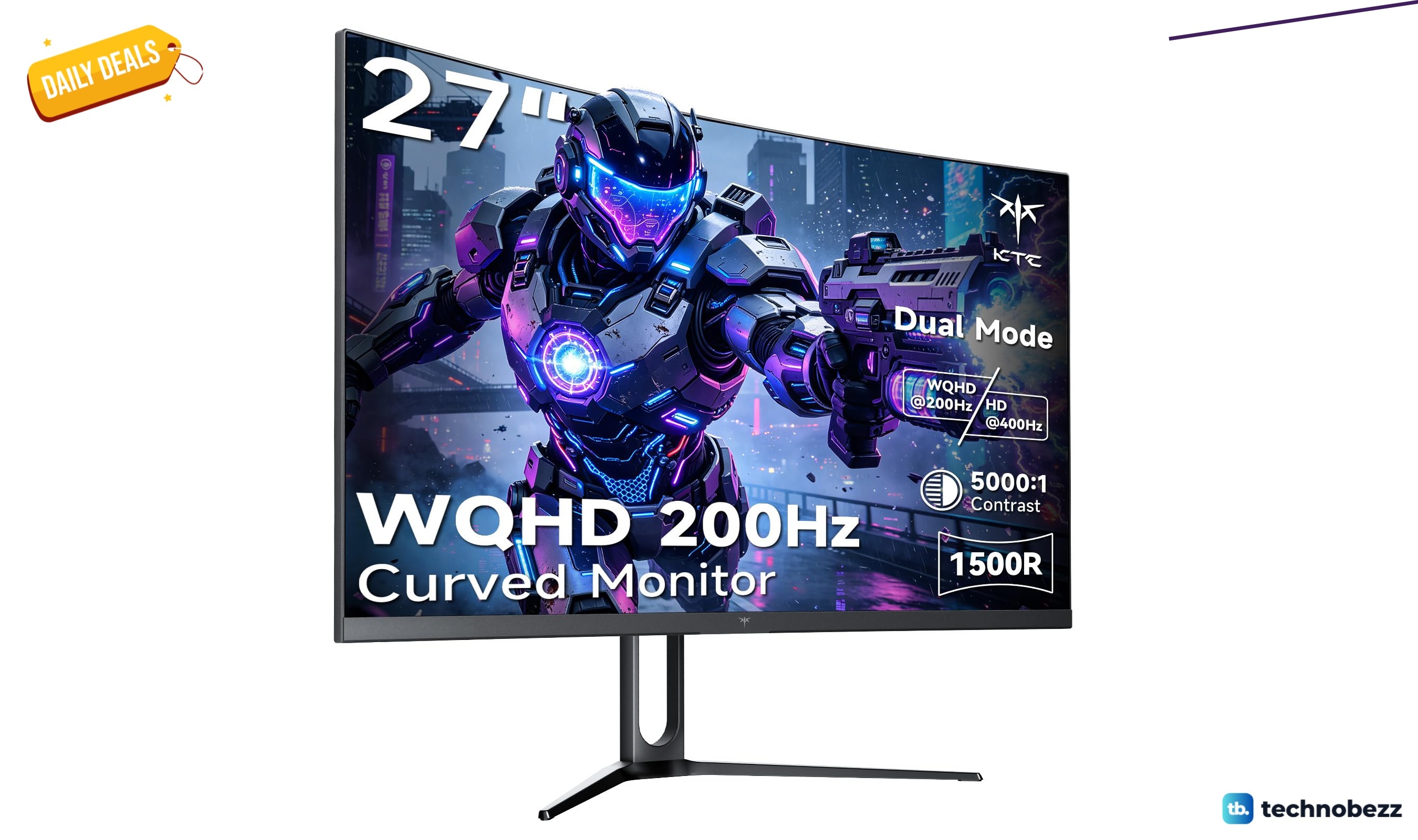 KTC 1440p Curved Gaming Monitor on sale for $175.99