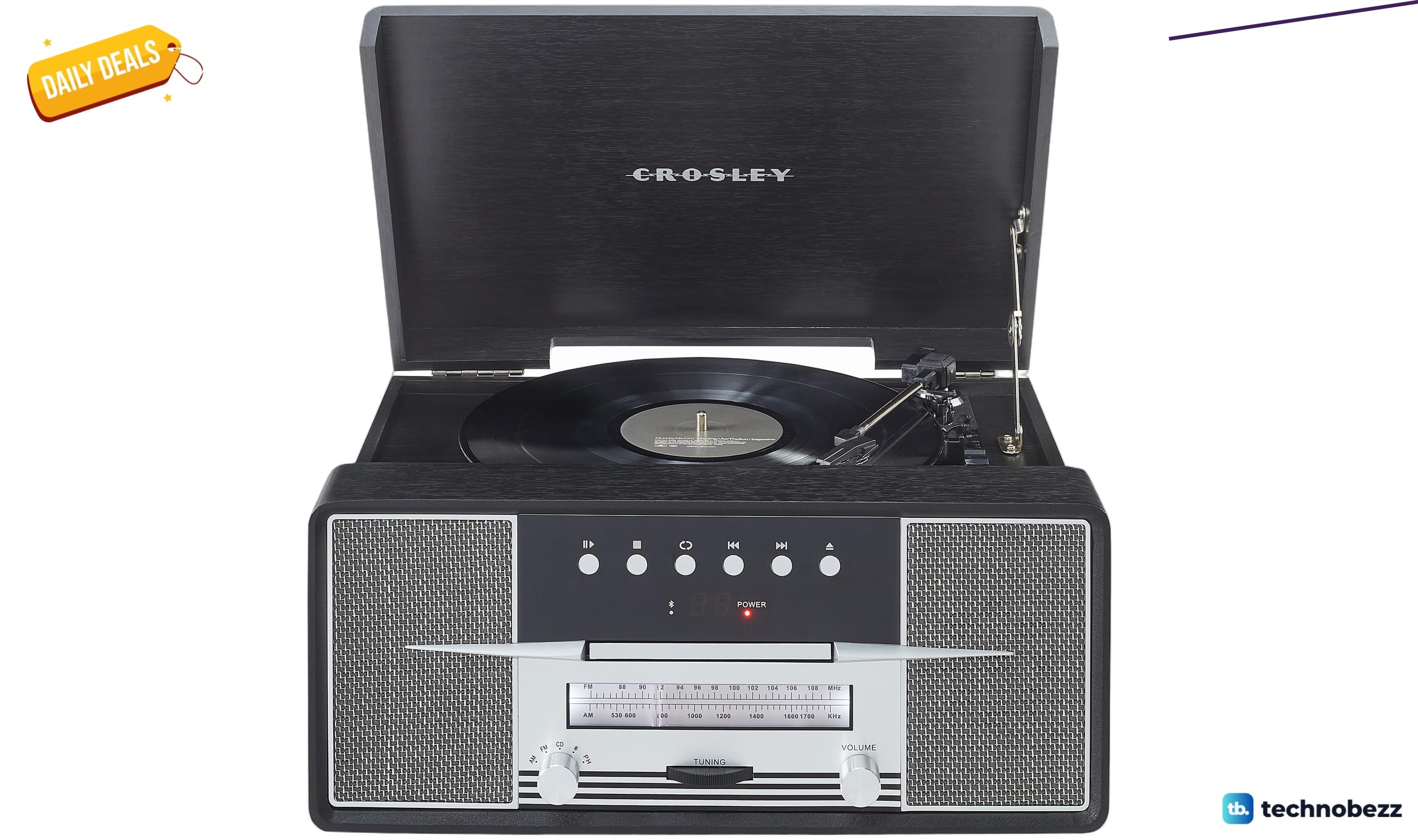 Crosley CR7016A-BK Rhapsody 7-in-1 Bluetooth Vinyl Player Drops to $149.95