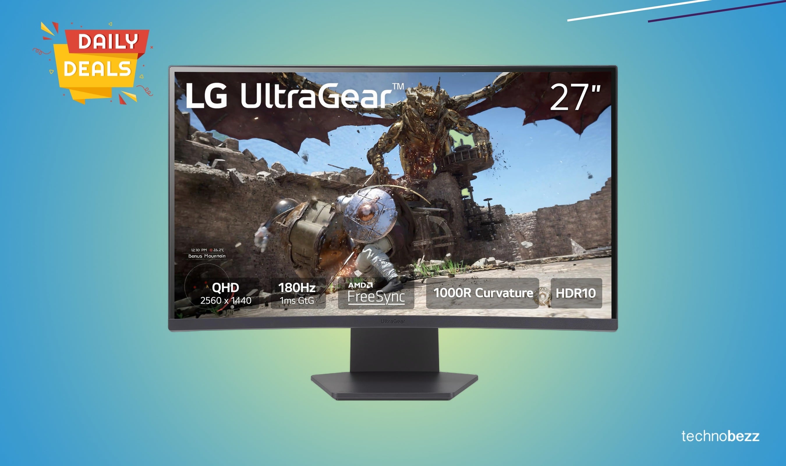 LG Ultragear 27-inch curved QHD gaming monitor drops to $169