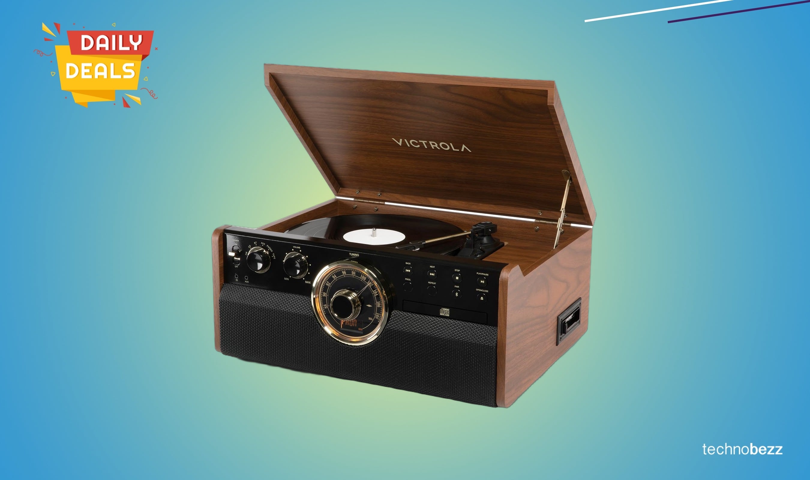 Victrola Empire Mid-Century 6-in-1 Turntable drops to $188.99