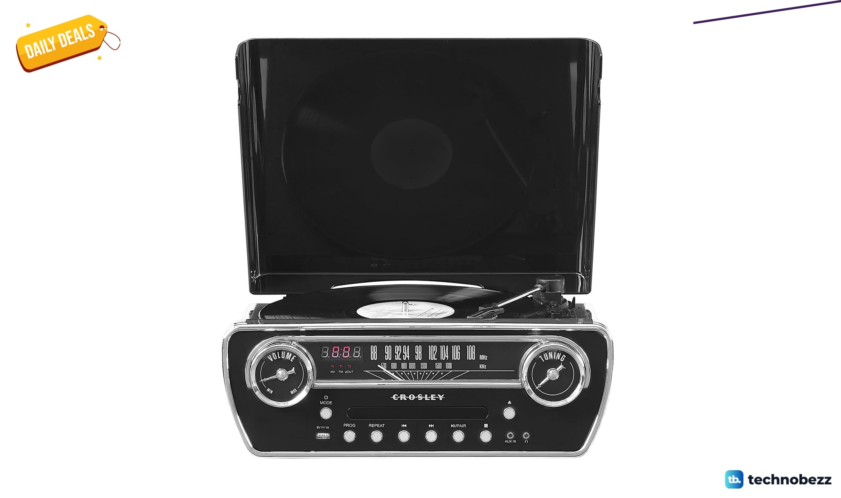 Crosley CR6047A-BK Powel 7-in-1 Bluetooth turntable drops to $126.65