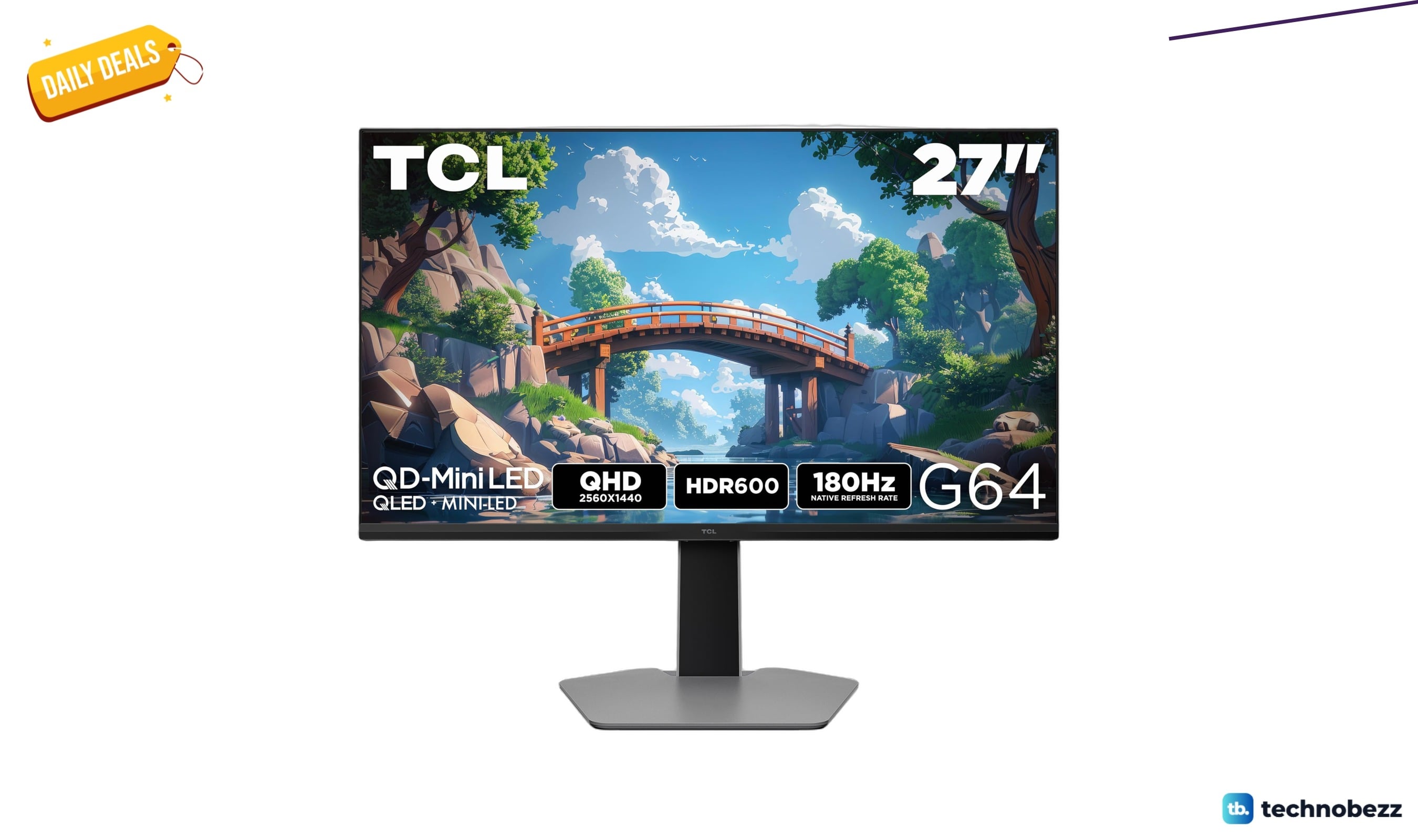 TCL 27 inch G64 QHD HDR QD-Mini LED monitor drops to $329.99