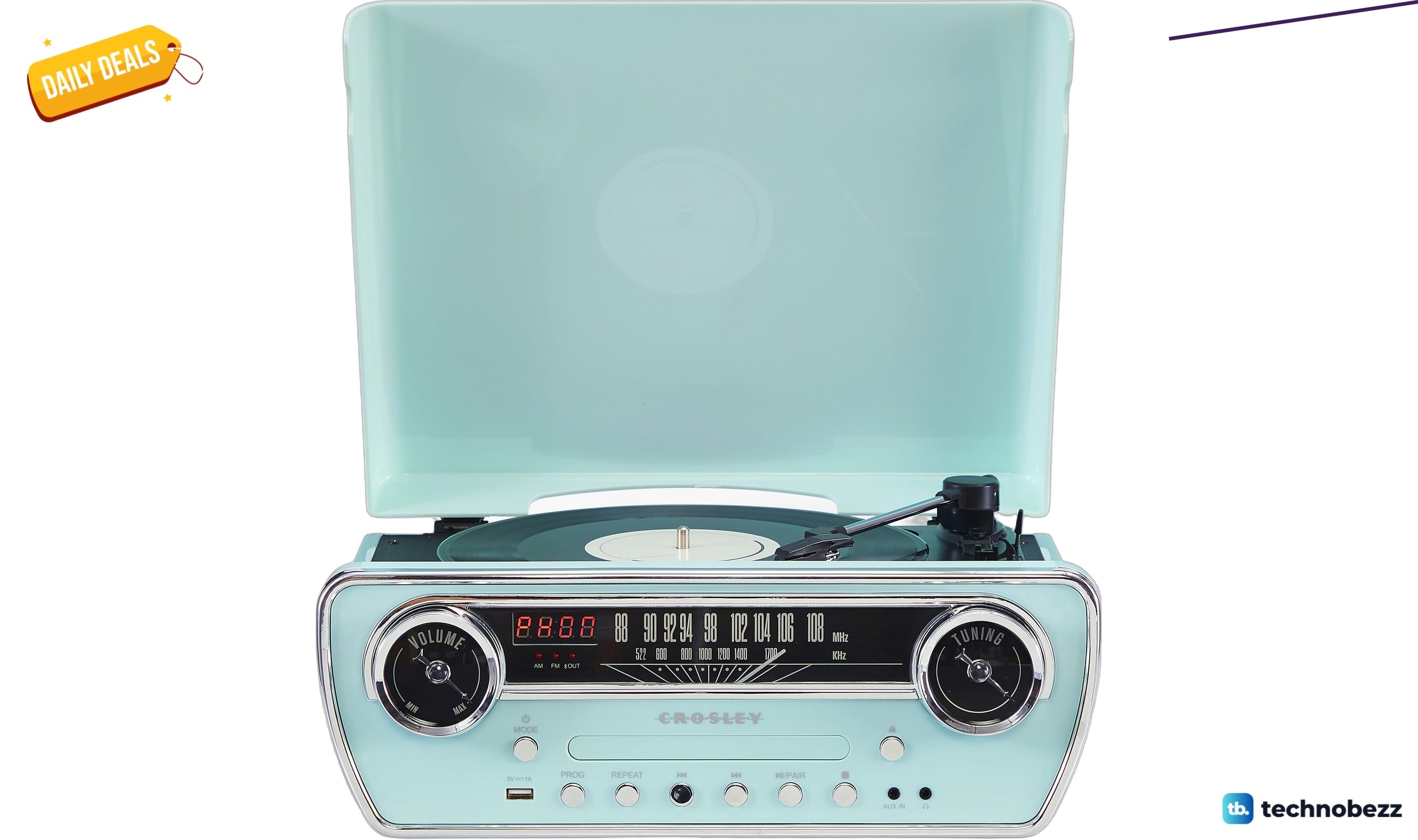 Crosley CR6047A-AB Powel 7-in-1 Bluetooth Vinyl Player Falls to $126.65