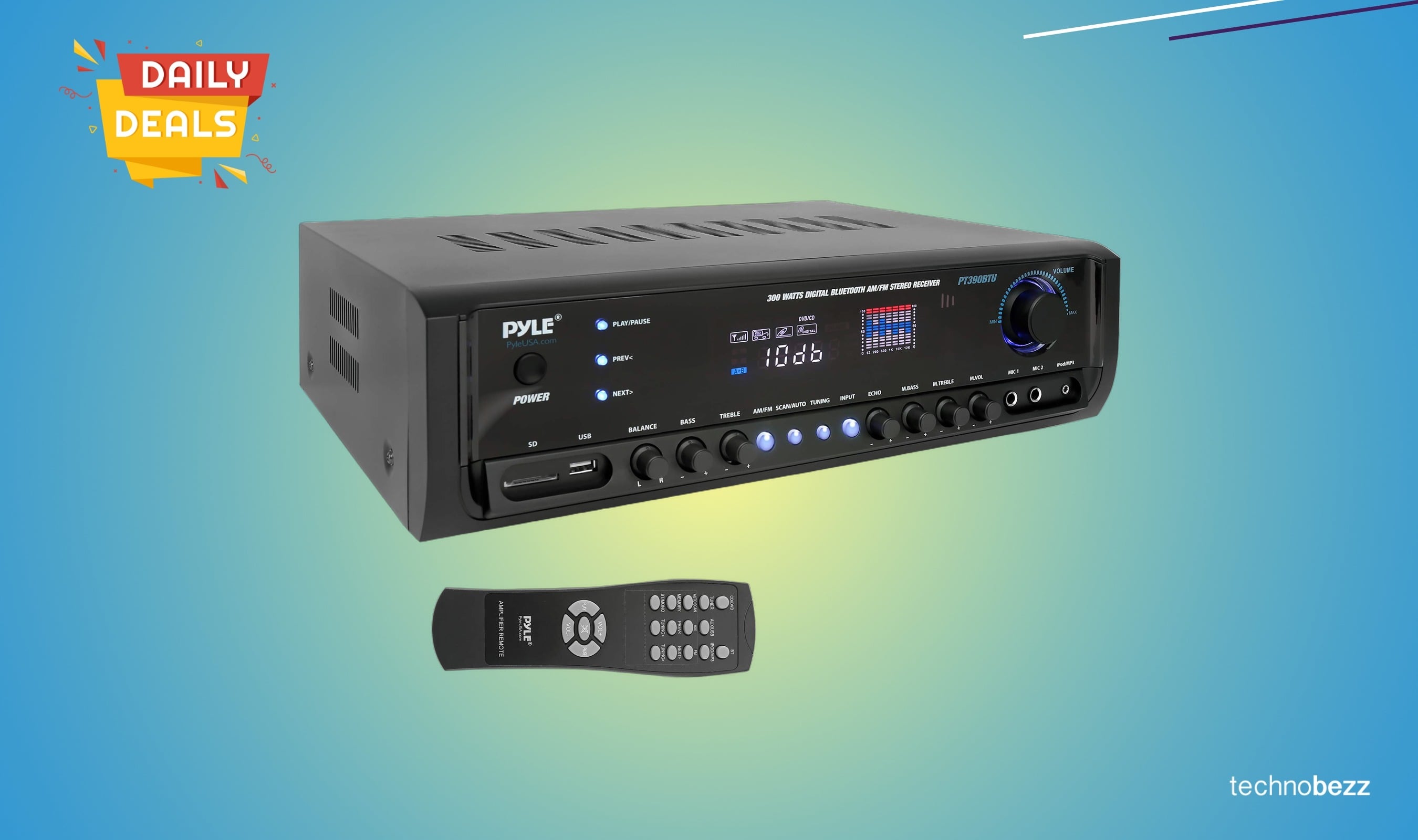 Pyle Wireless Bluetooth Home Amplifier drops to $122.74 from $395.83