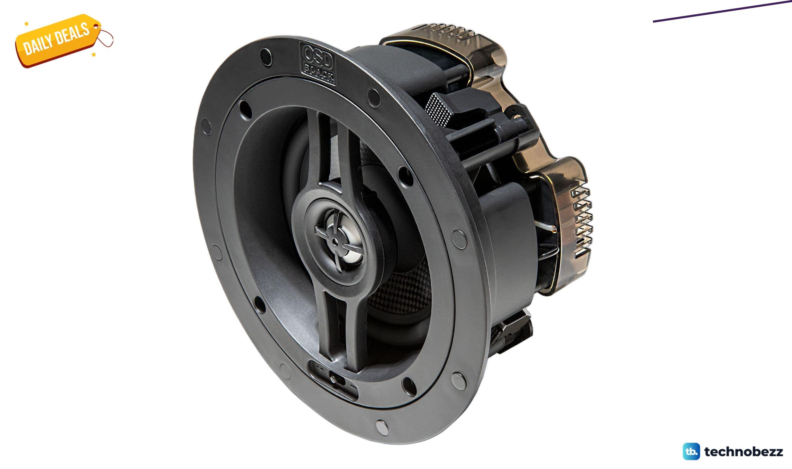 OSD Black 5.25 inch in-ceiling speaker with 1 inch tweeter drops to $129.99