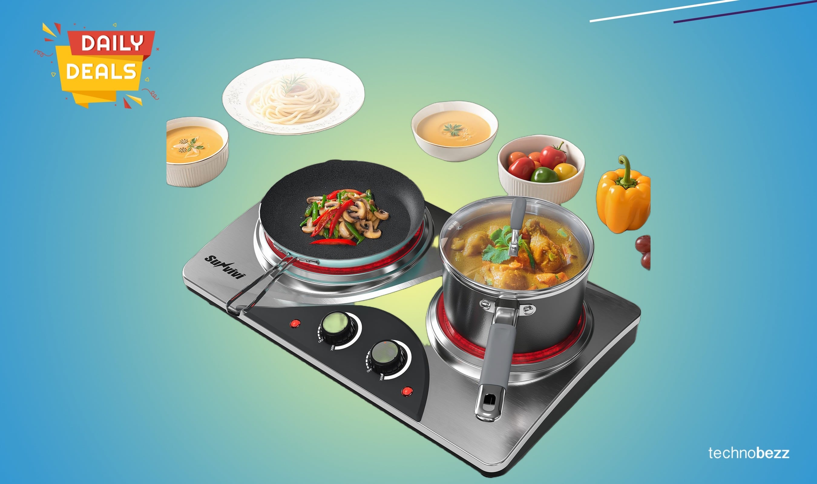 Sunvivipro 1800W Dual Burner Portable Electric Ceramic drops to $56.69