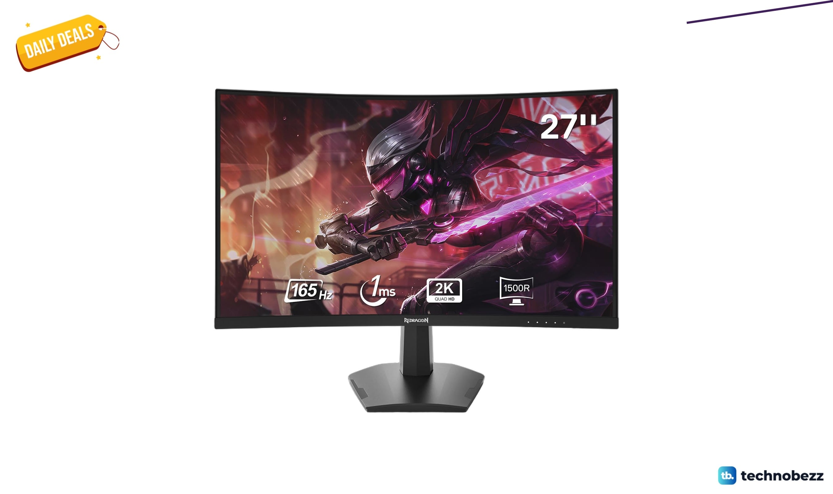 Redragon 27 inch curved gaming monitor with QHD drops to $188.01