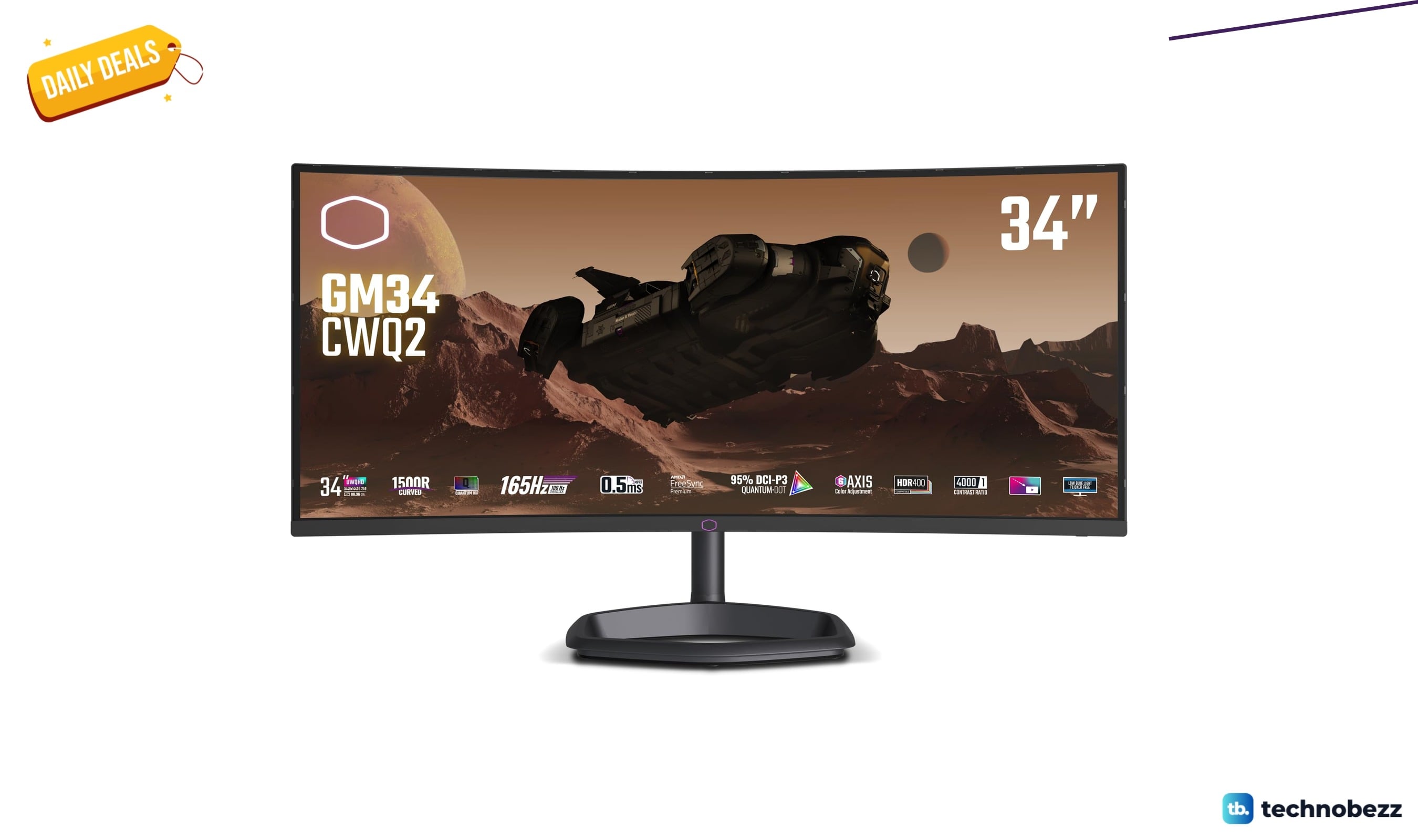 Cooler Master GM34-CWQ2 34 inch Curved UWQHD Monitor Drops to $401.40
