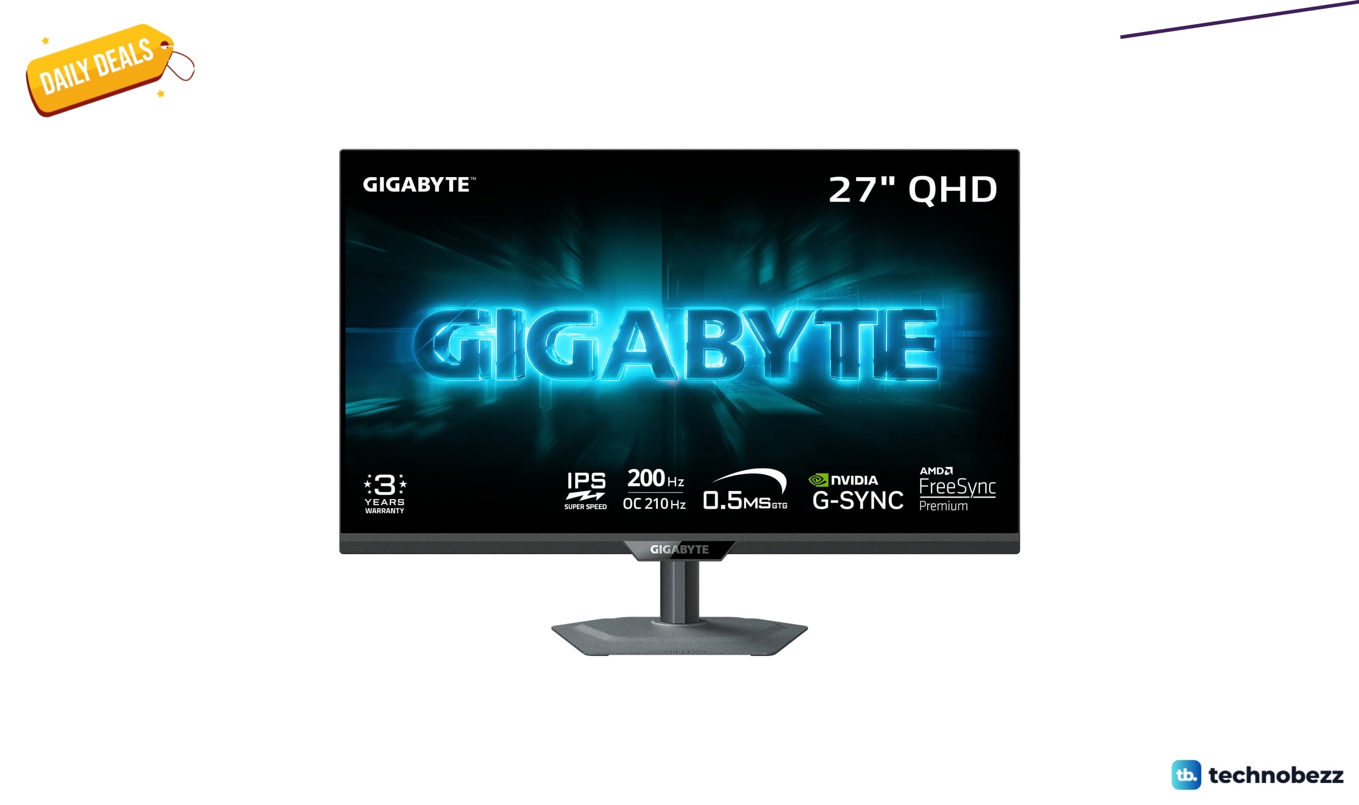 GIGABYTE G27Q20 27 Inch SuperSpeed IPS Gaming Monitor QHD drops to $161.99