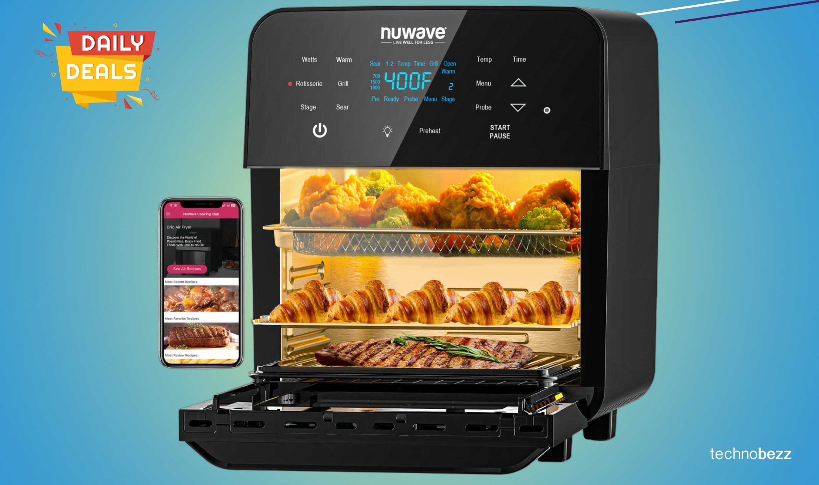 Nuwave Brio 15.5Qt Air Fryer Rotisserie Oven drops to $160.99