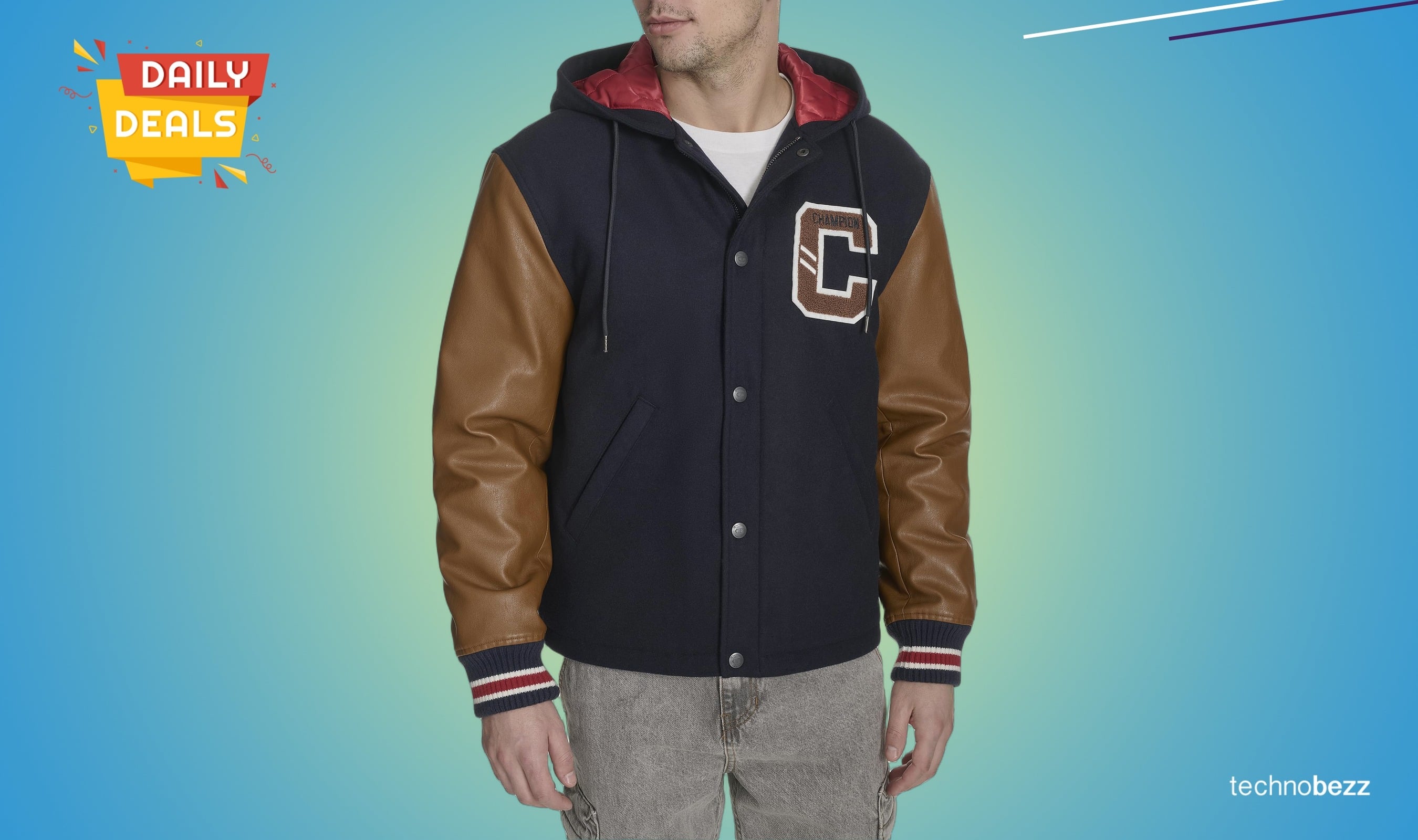 Champion Men's Letterman Varsity Bomber Jacket drops to $76