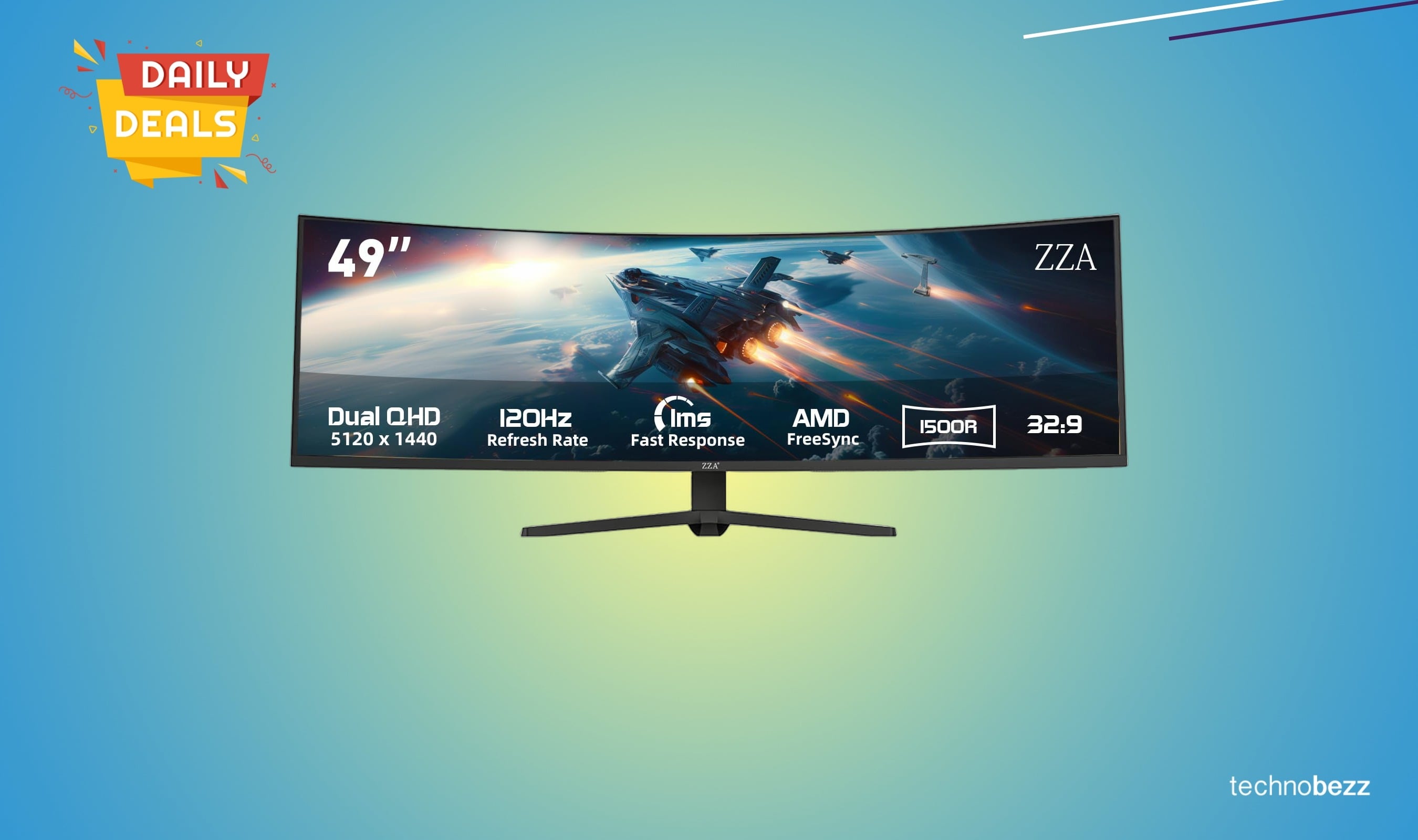 ZZA 49-inch ultrawide gaming monitor drops to $449.97