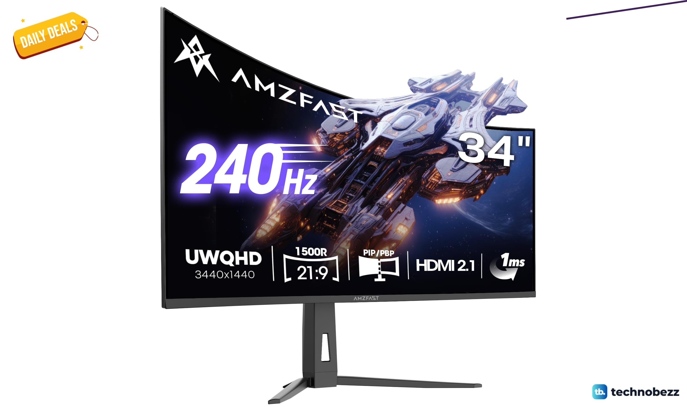 Amzfast Curved Gaming Monitor UWQHD now selling for $279.99