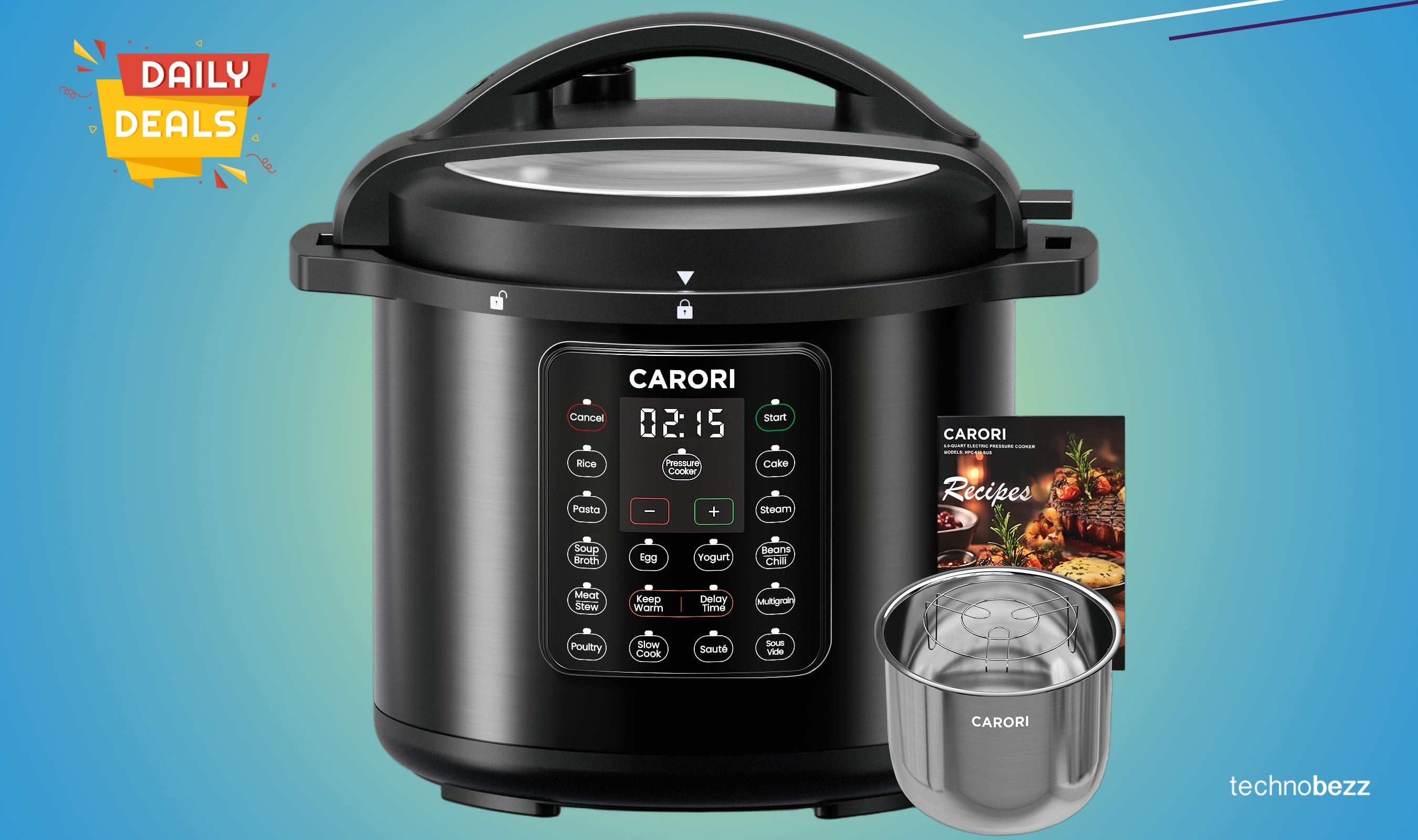 CARORI 12-in-1 Electric Pressure Cooker falls to $76.48