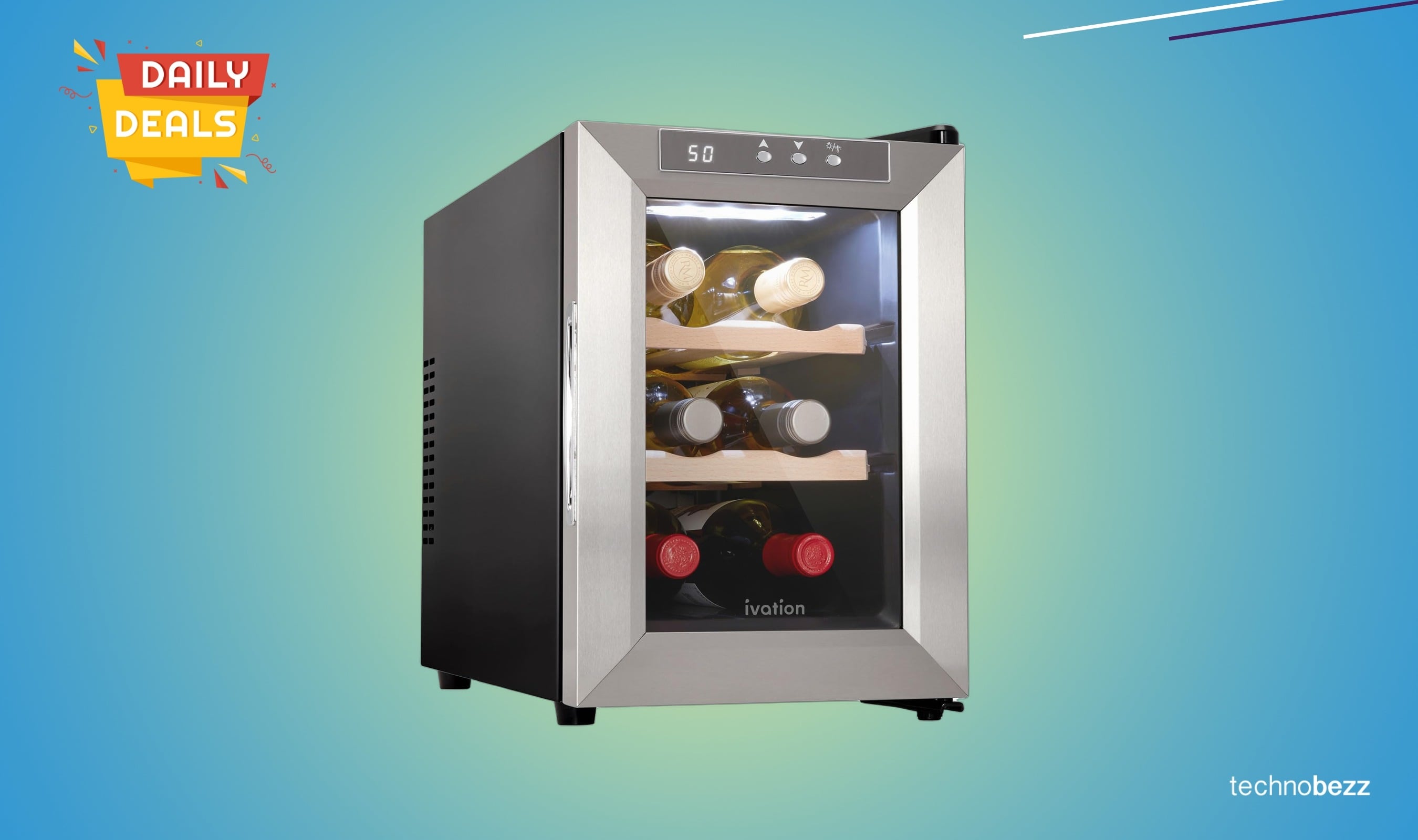 Ivation Stainless Steel 6 Bottle Wine Cooler drops to $169.99