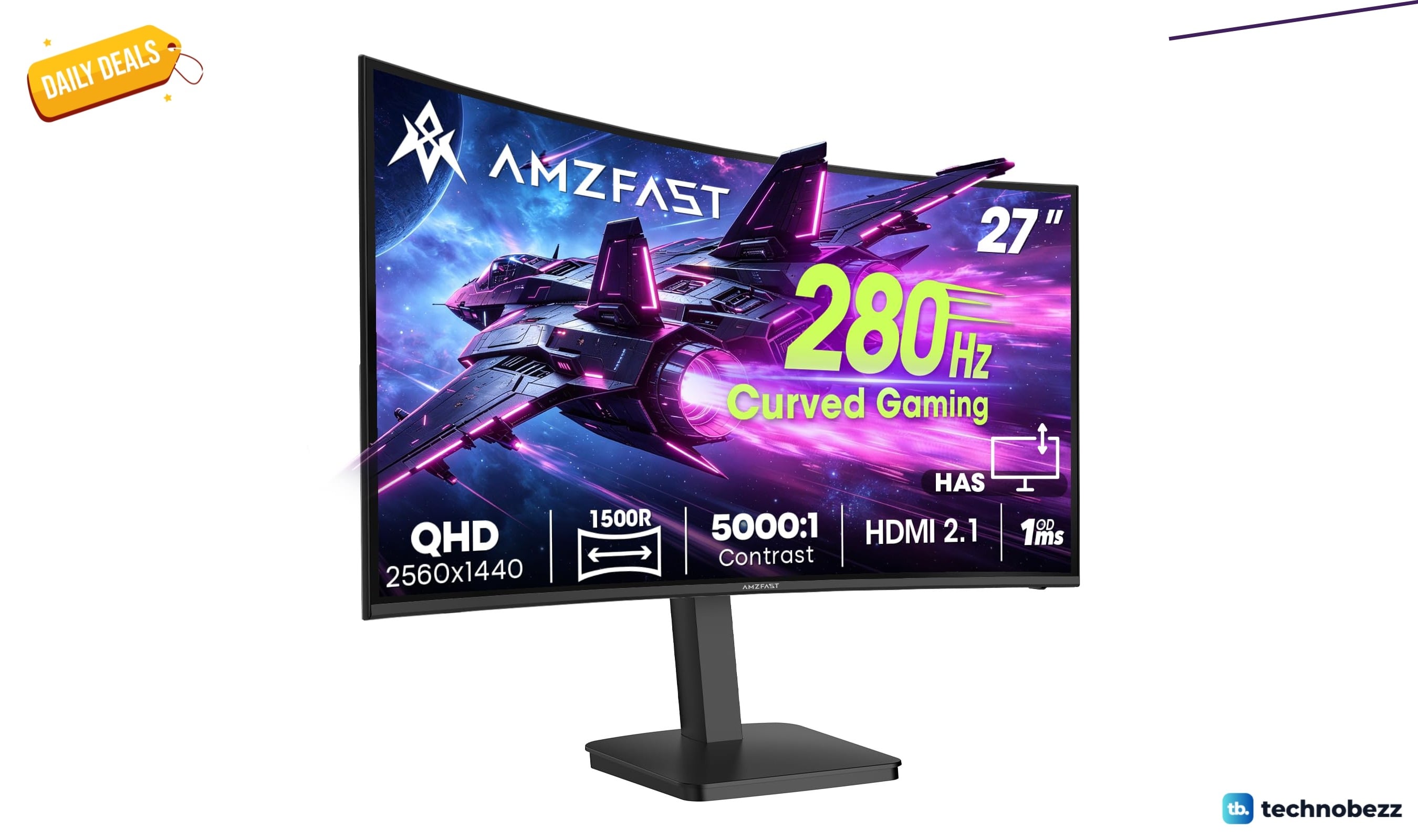 Amzfast WQHD Curved Gaming Monitor drops to $199.99, its lowest price yet