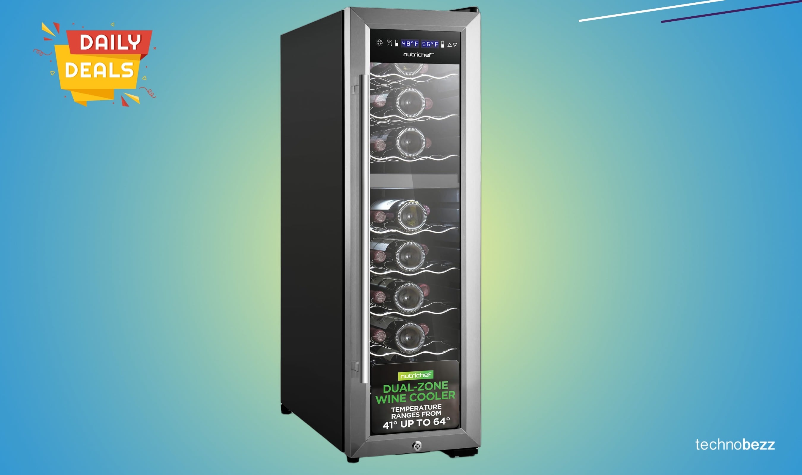 NutriChef 24 Bottle Wine Fridge Drops to New Low of $290.98