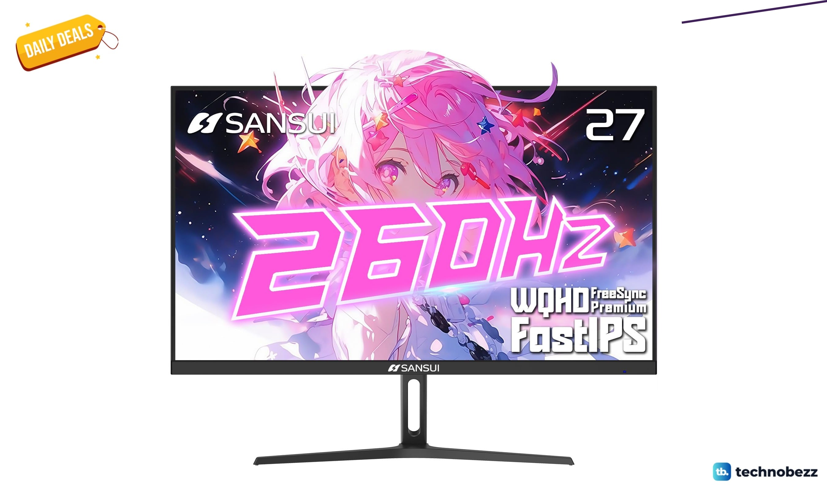 SANSUI Gaming Monitor 1440p / WQHD 2K sees price cut to $179.98